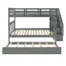 Stairway Bunk Bed With Storage And Guard Rail For Bedroom