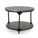 Coffee Table With Wood Patterned Tabletop And Iron Frame - Gray