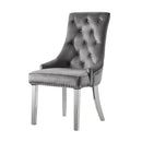 Satinka - Side Chair (Set of 2) - Gray Fabric & Mirrored Silver