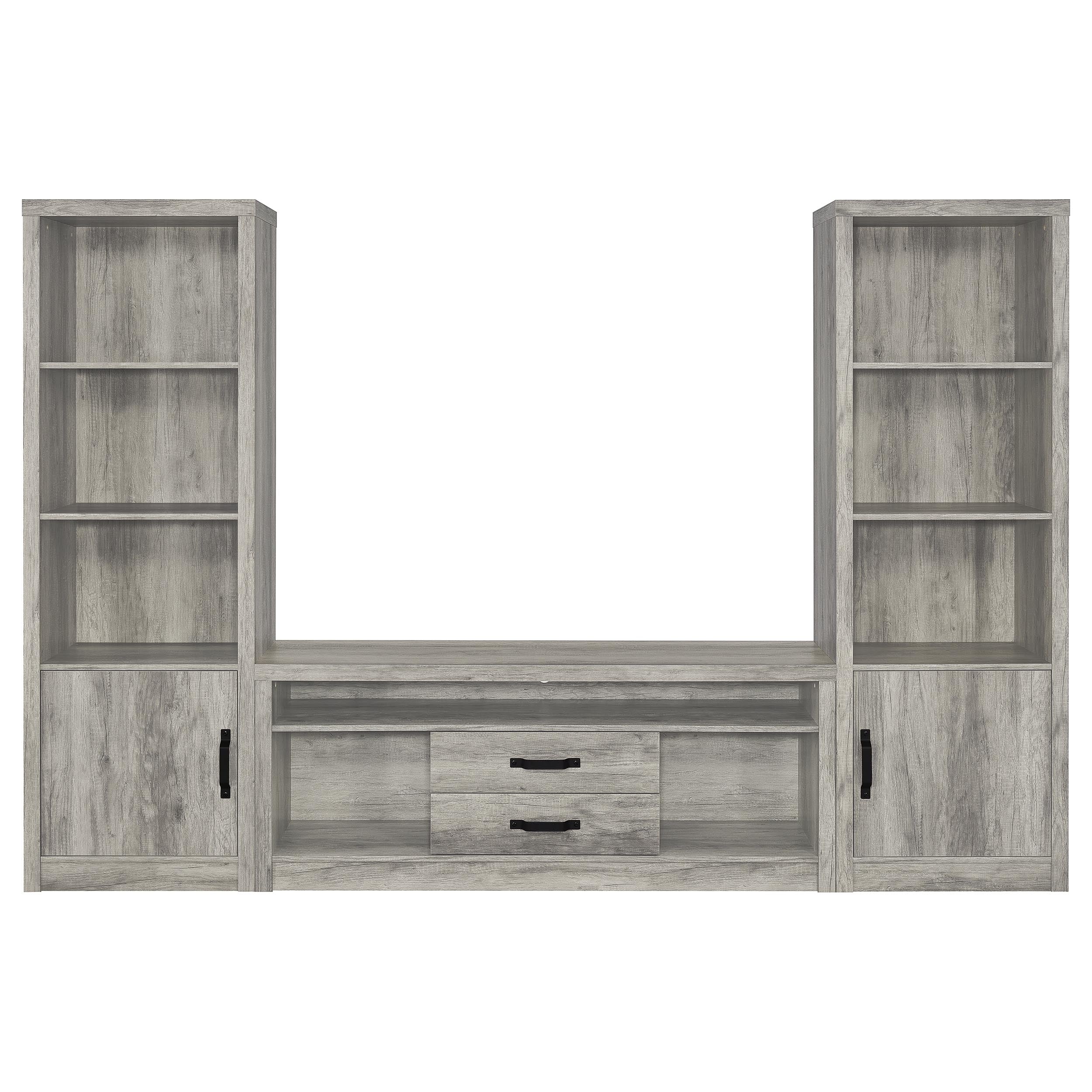 Burke 3-piece 59-inch TV Entertainment Center Grey Driftwood — view 2