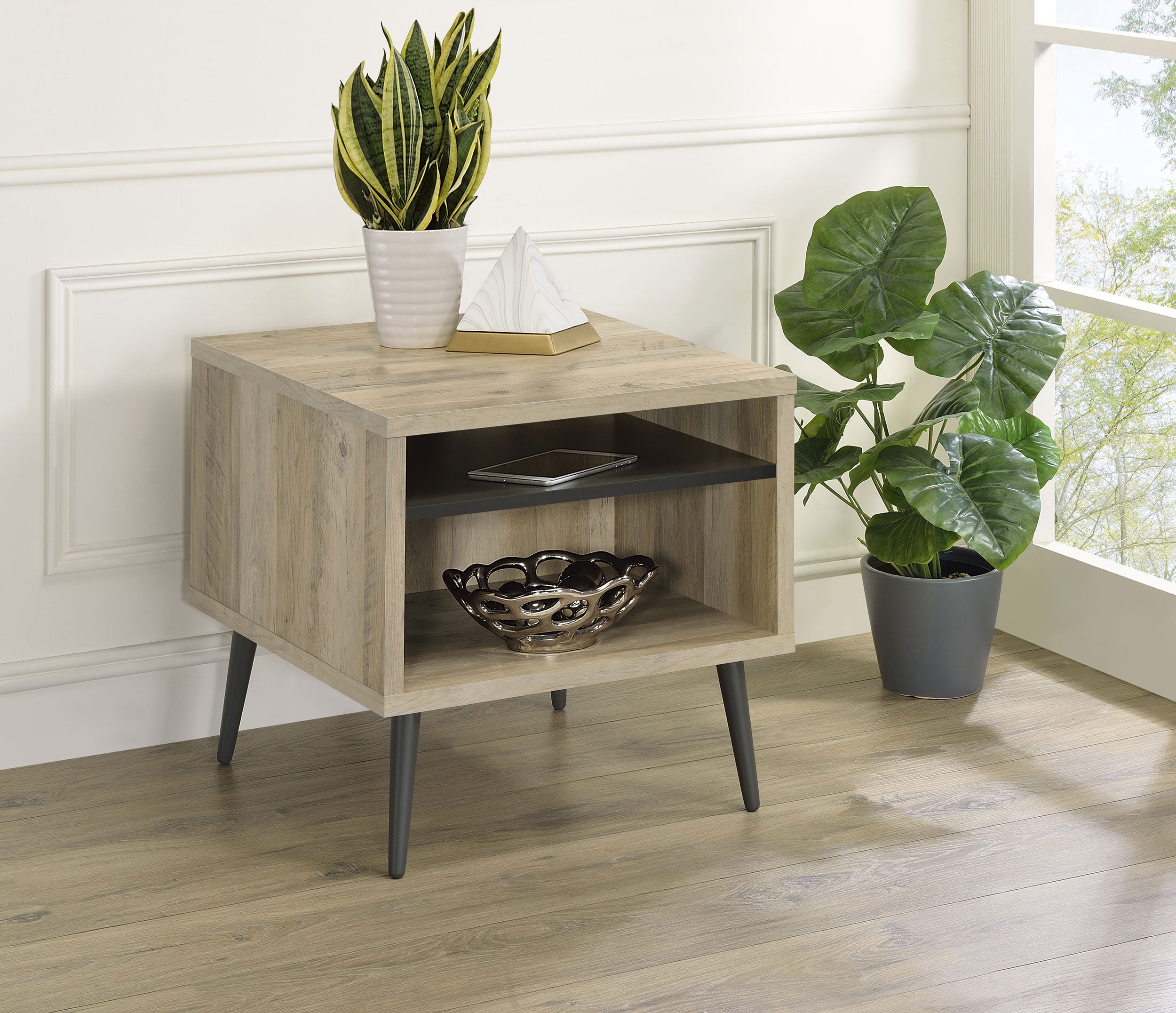Welsh Square Engineered Wood Side End Table Distressed Pine — view 2