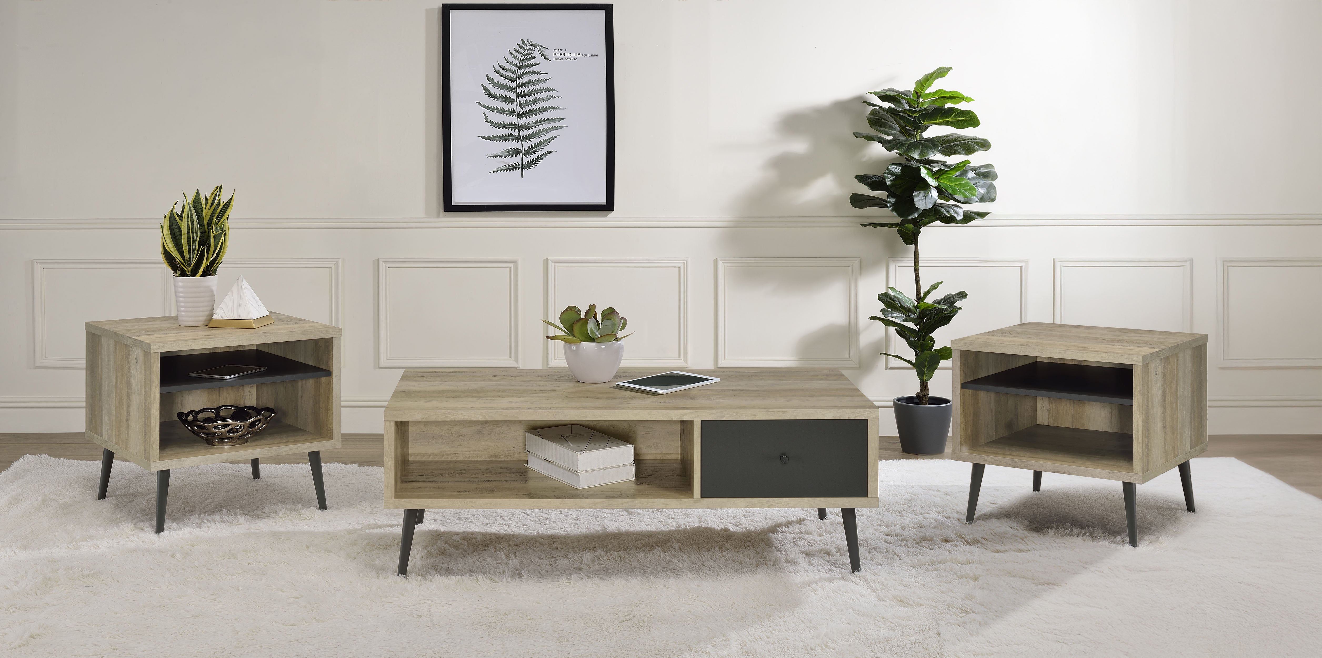 Welsh 3-piece Coffee and End Table Set Distressed Pine — view 1