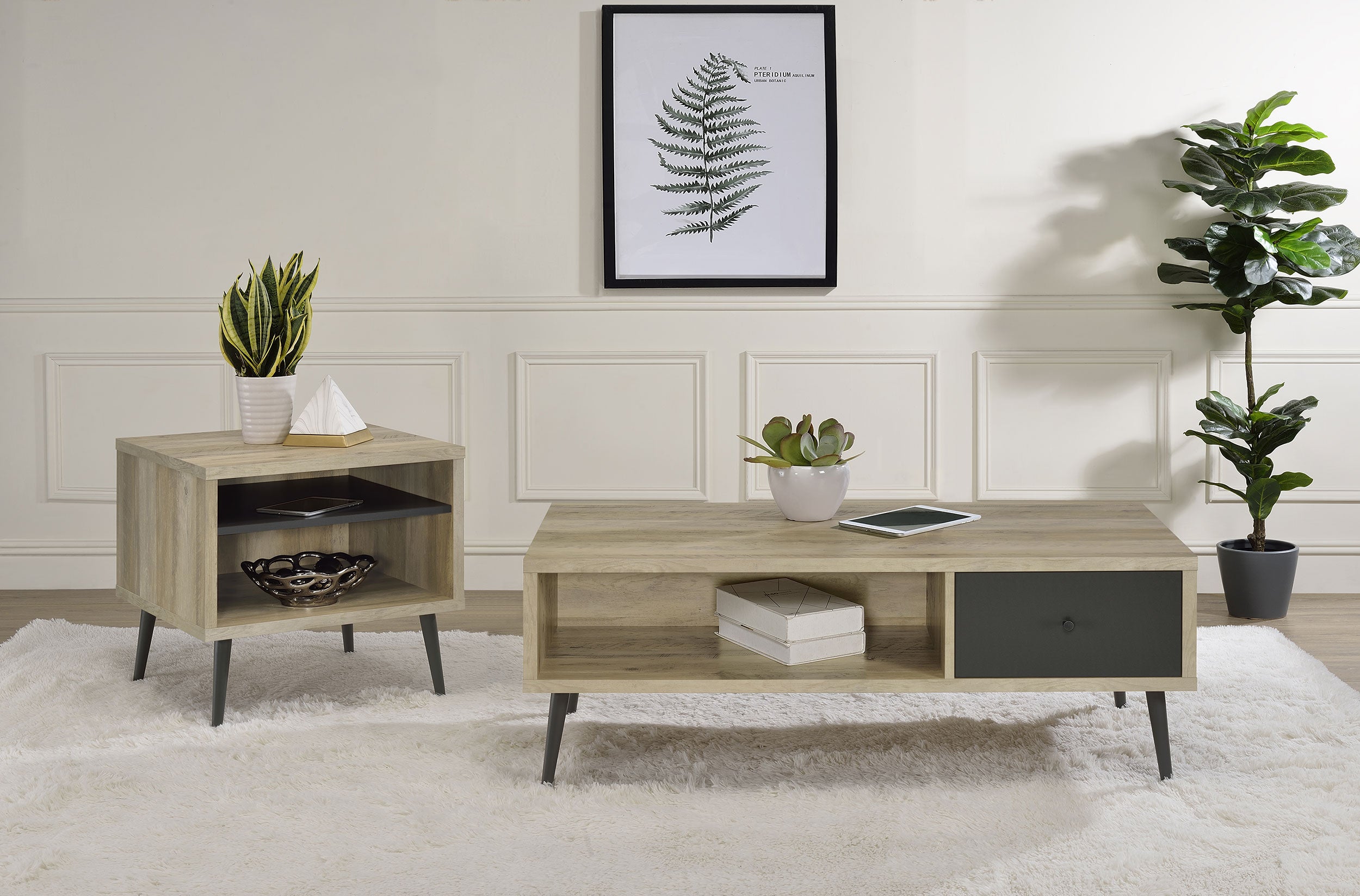 Welsh 1-drawer Engineered Wood Coffee Table Distressed Pine — view 12