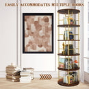 5 Tier 360 Rotating Bookshelf, Display Round Floor Standing Swivel Bookcase For Bedroom - Golden