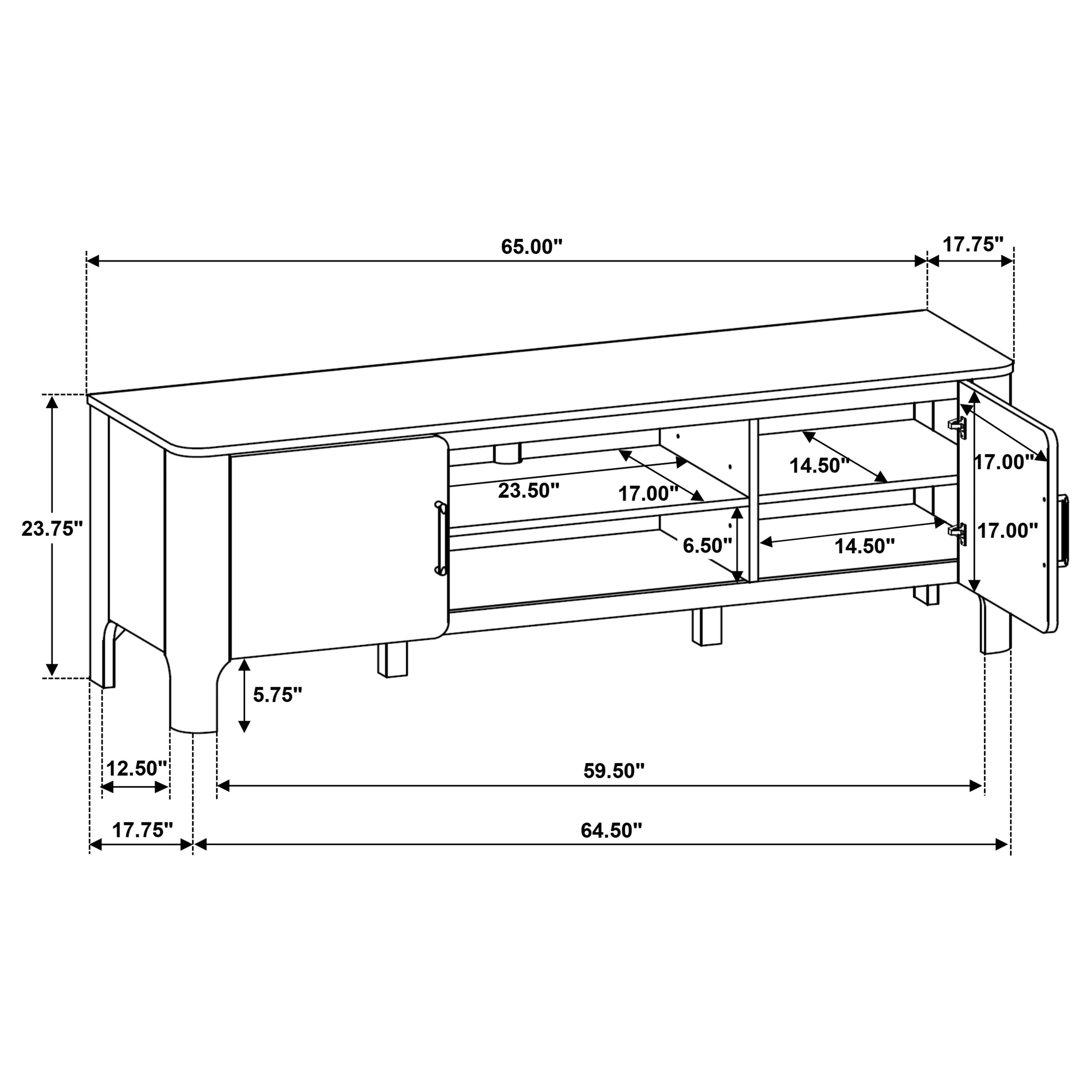 Rowe 65-inch 2-door Wood TV Stand Media Console Light Oak — view 15