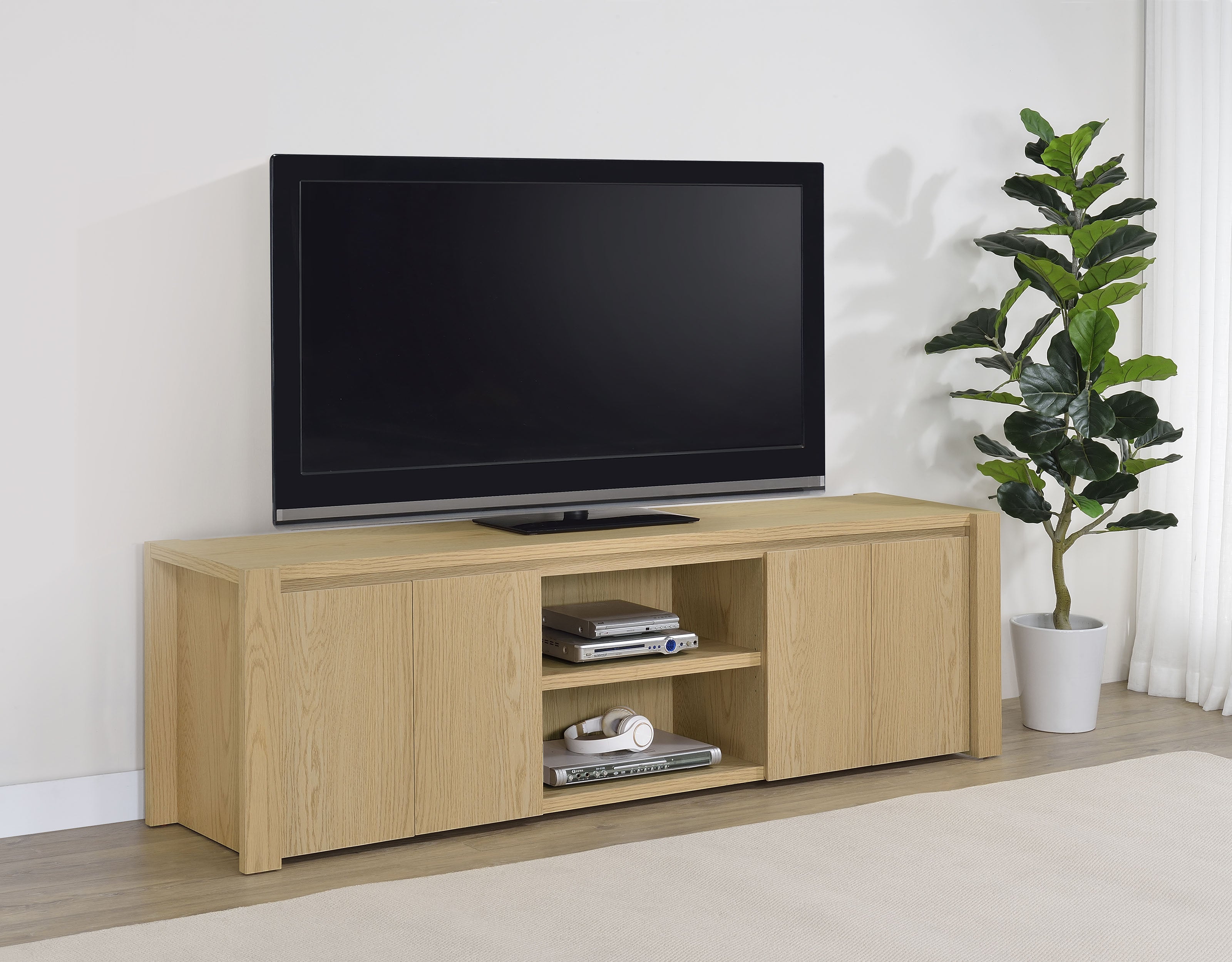 Laurelton 78-inch 4-door TV Stand Media Console Light Oak — view 2