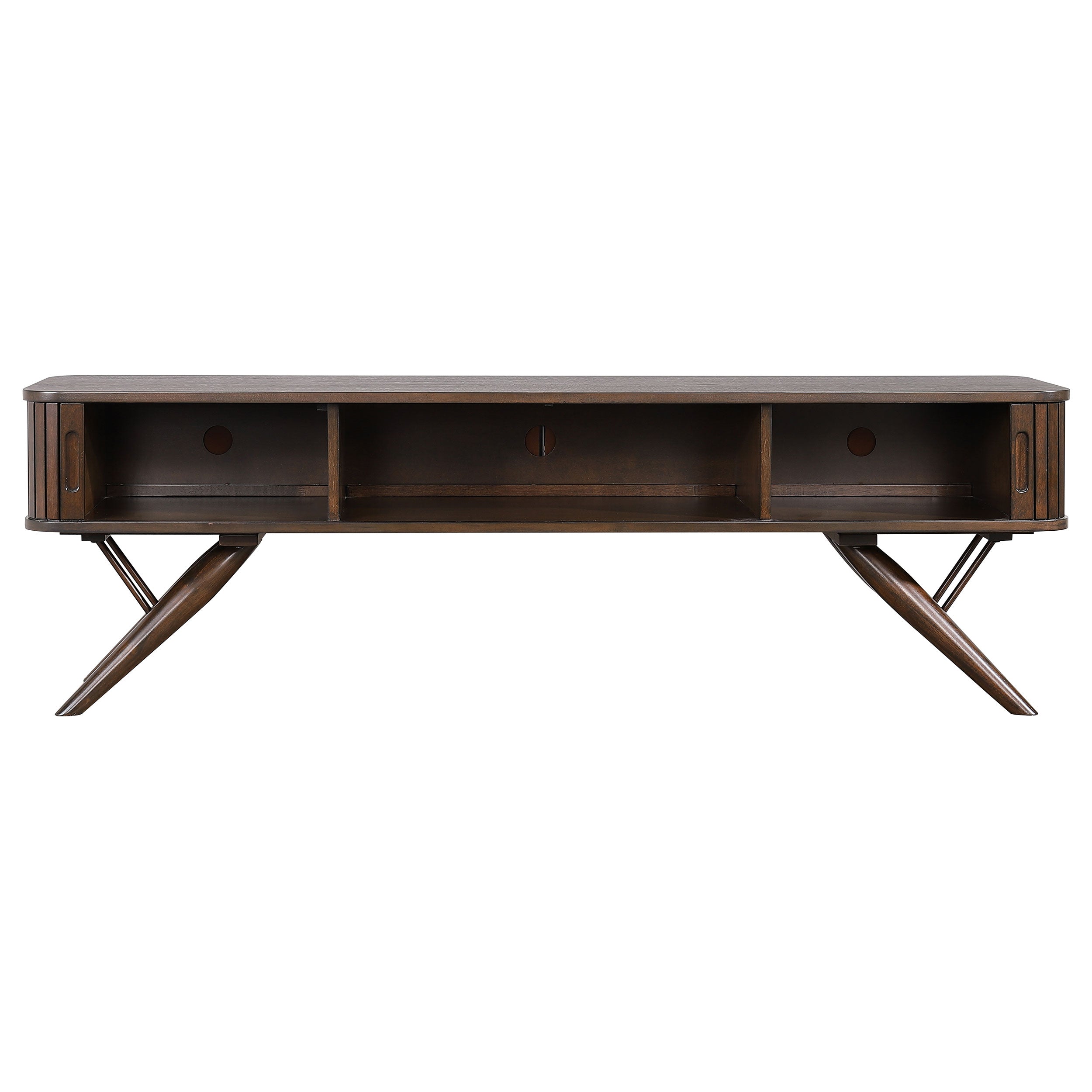 Valna Wood 71-inch TV Stand with Sliding Doors Walnut — view 5
