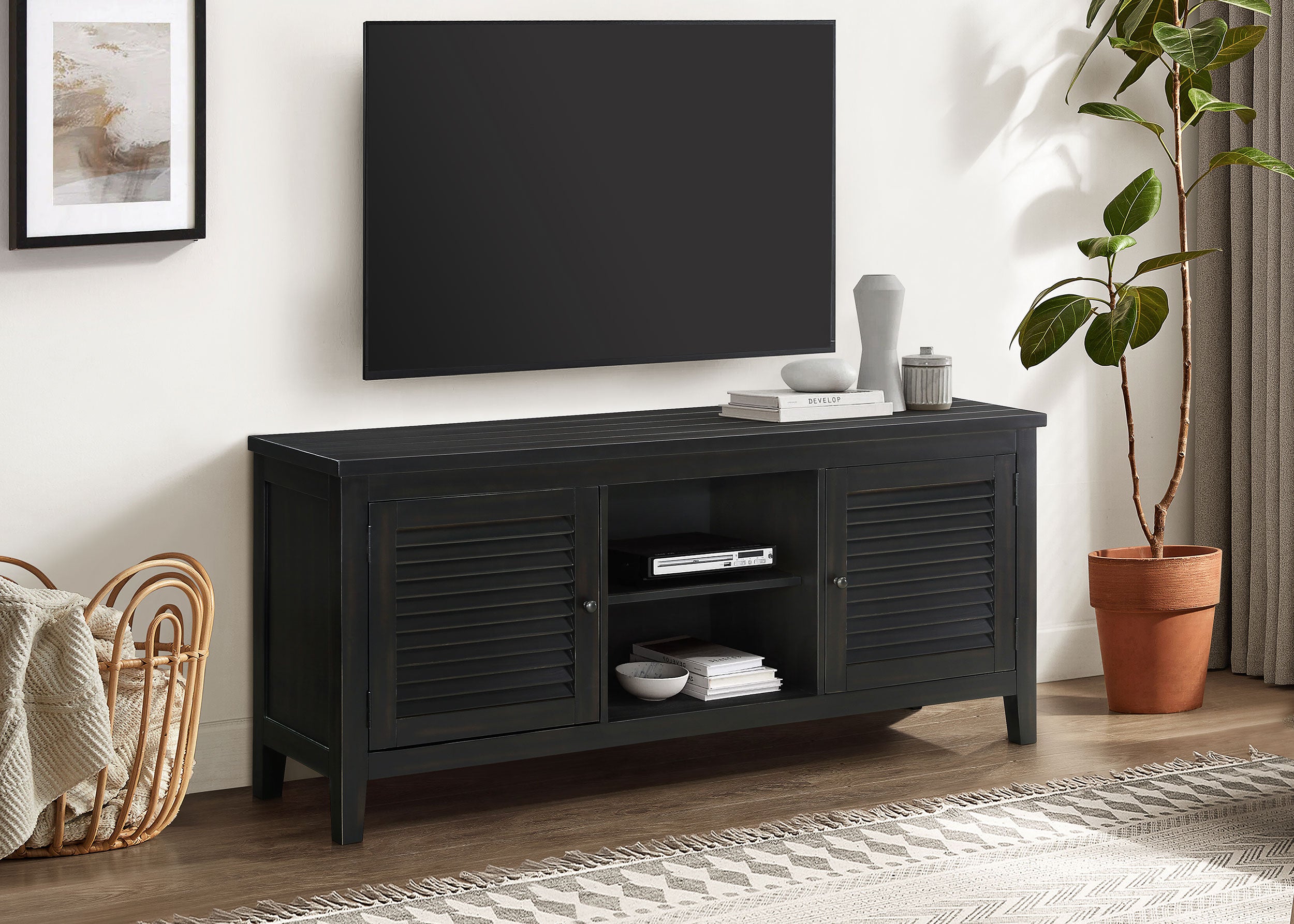 Concord 2-door 60-inch TV Stand Console Distressed Java — view 2