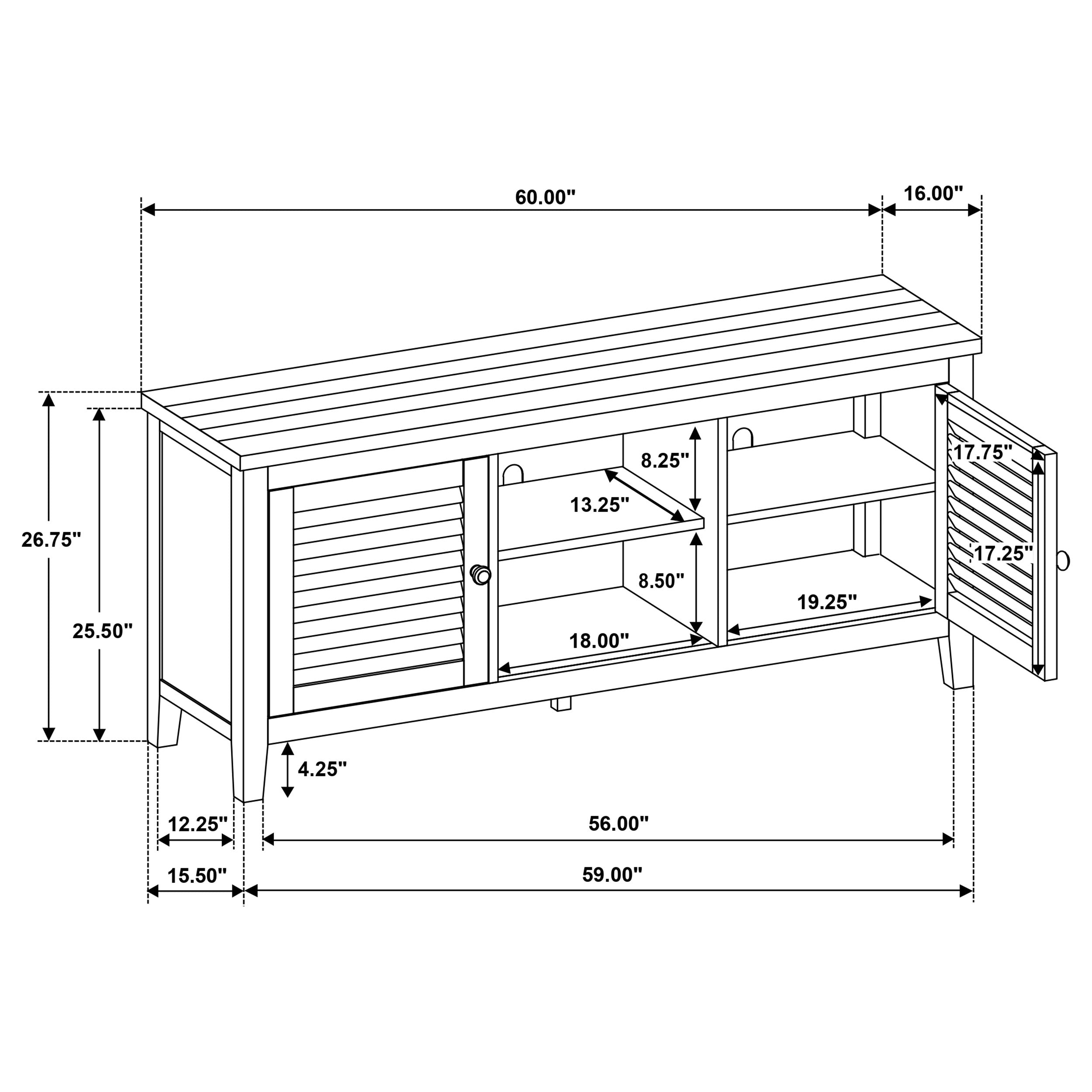 Concord 2-door 60-inch TV Stand Console Distressed Java — view 13