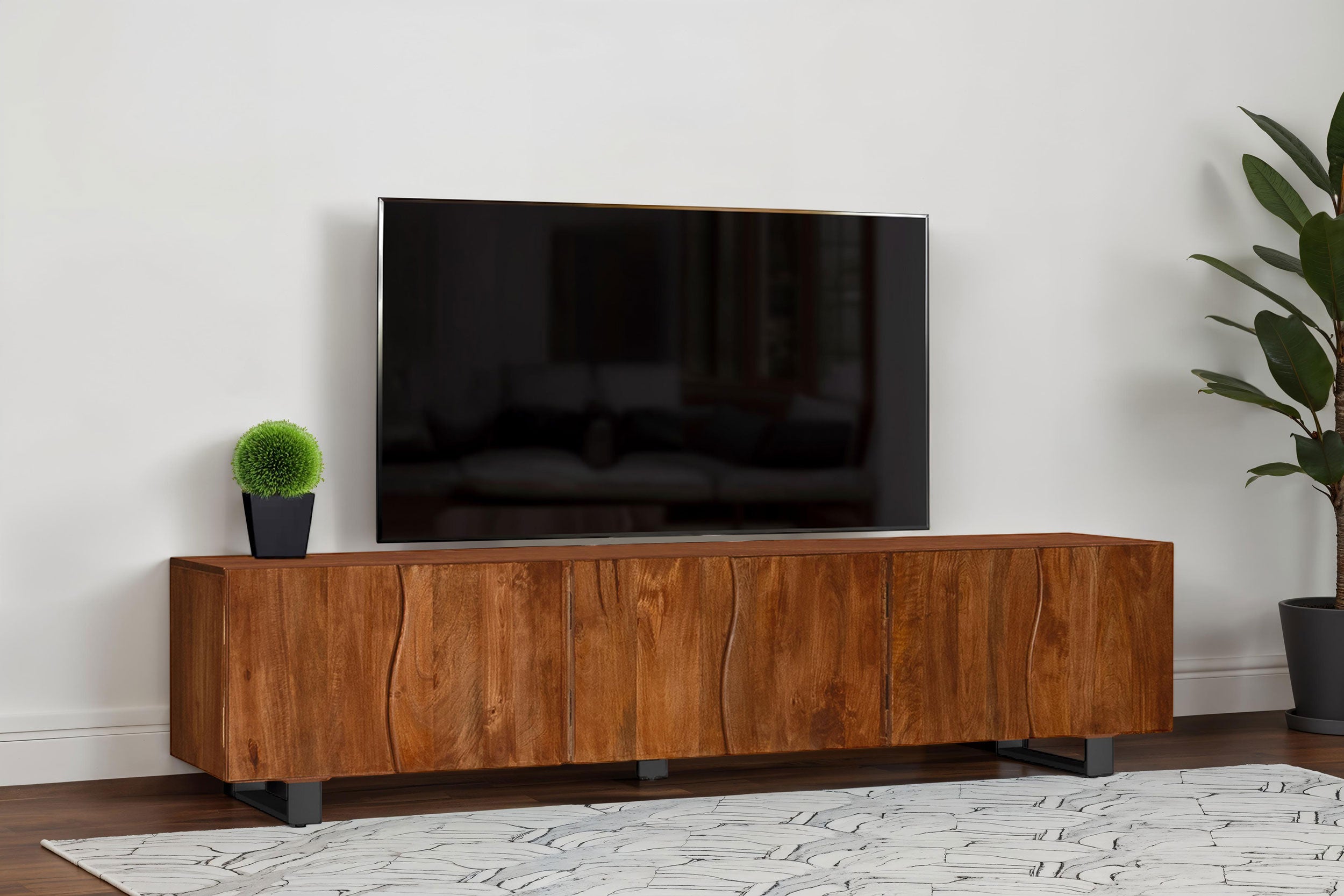 Trask 86-inch Wood TV Stand Media Console Mango Brown — view 2