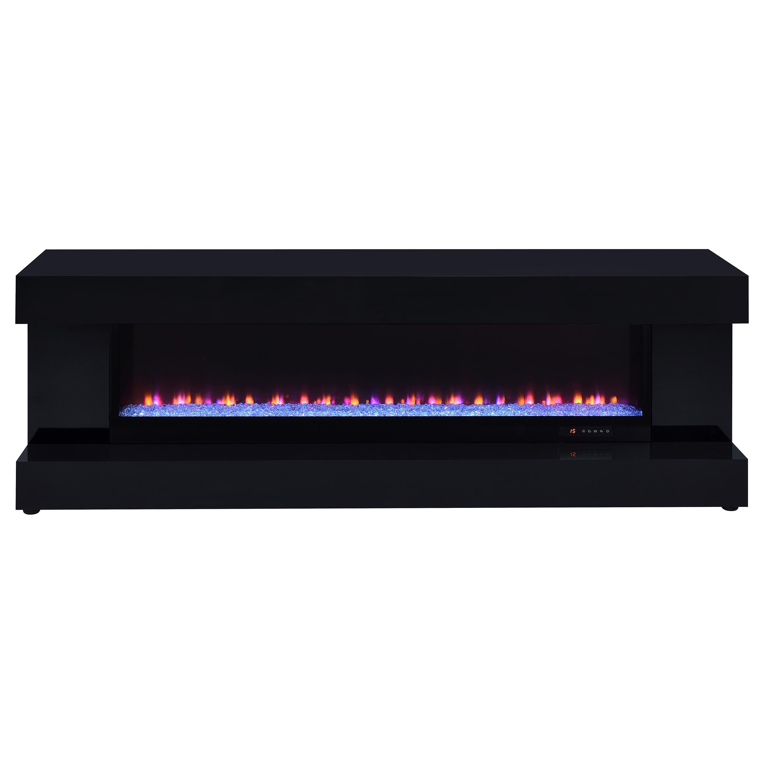 Mallory TV Stand Fireplace Console Bluetooth Speaker Black High Gloss — view 4