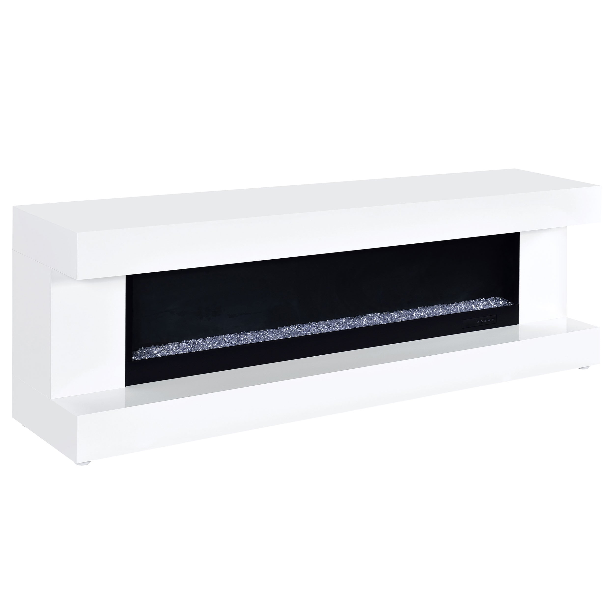 Mallory TV Stand Fireplace Console Bluetooth Speaker White High Gloss — view 1