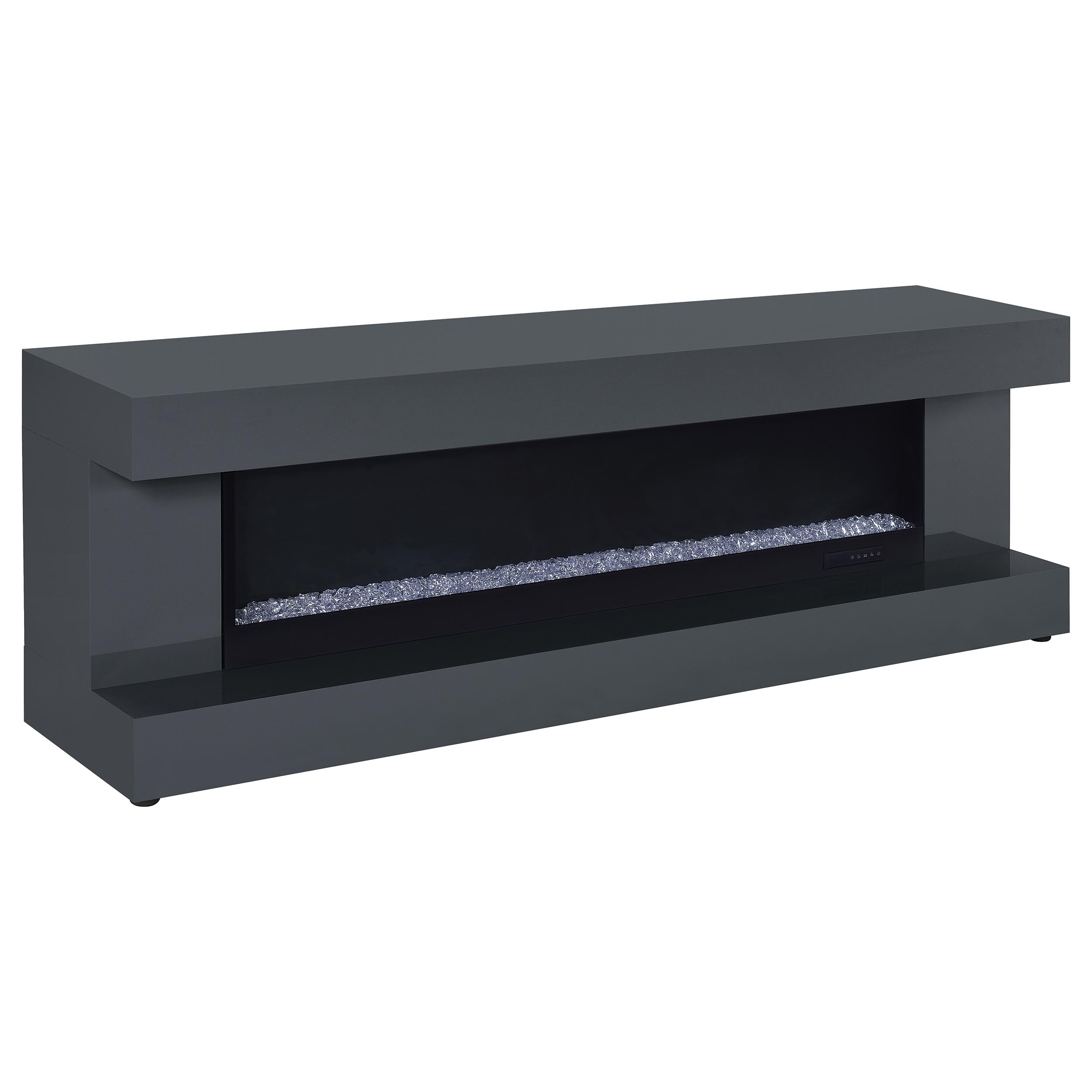 Mallory TV Stand Fireplace Console Bluetooth Speaker Grey High Gloss — view 1