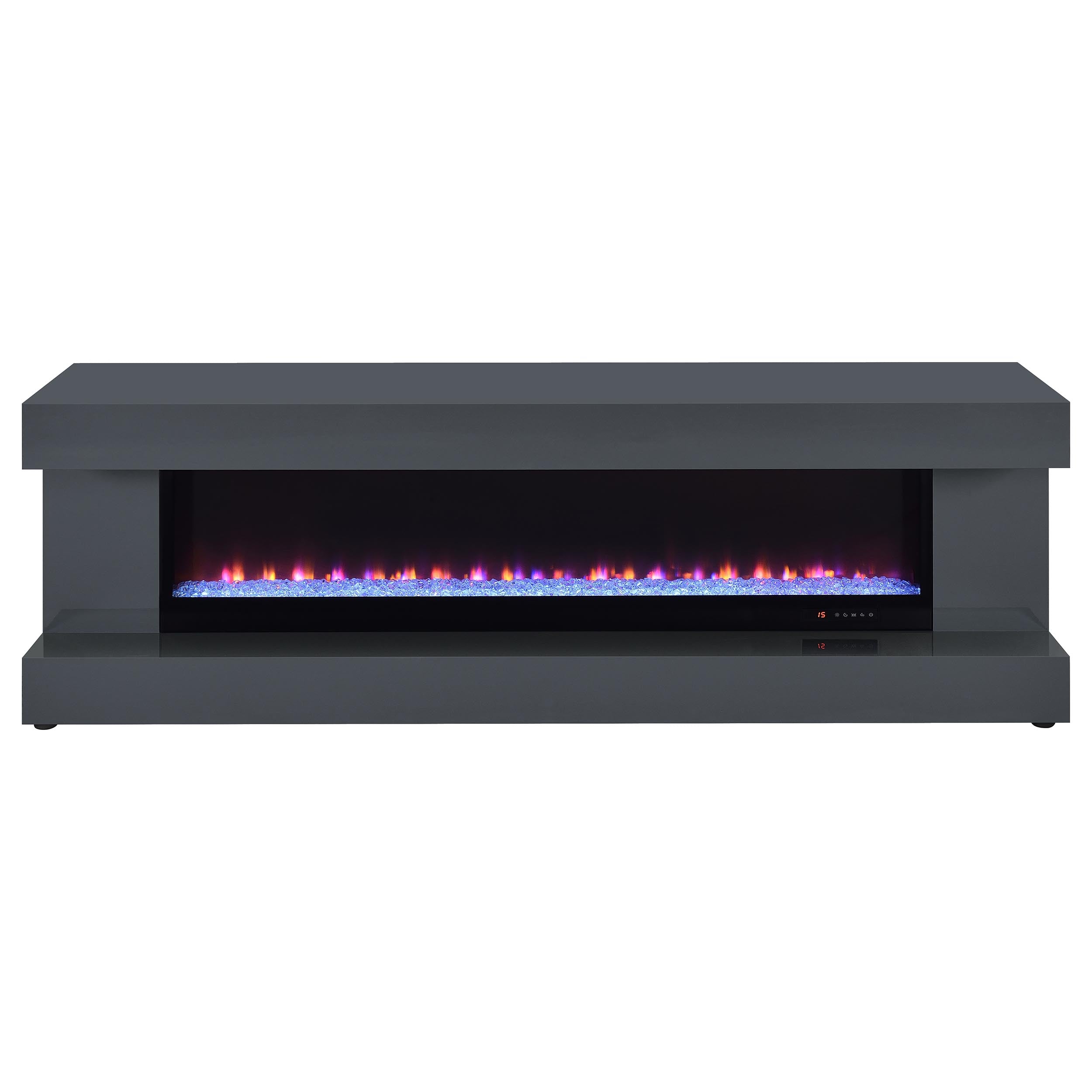 Mallory TV Stand Fireplace Console Bluetooth Speaker Grey High Gloss — view 4