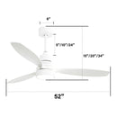 Wooden Ceiling Fan With 3 Solid Wood Blades Remote Control Reversible DC Motor With LED Light