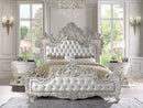 Adara - Eastern King Bed - White PU & Antique White Finish - Atlantic Fine Furniture Inc