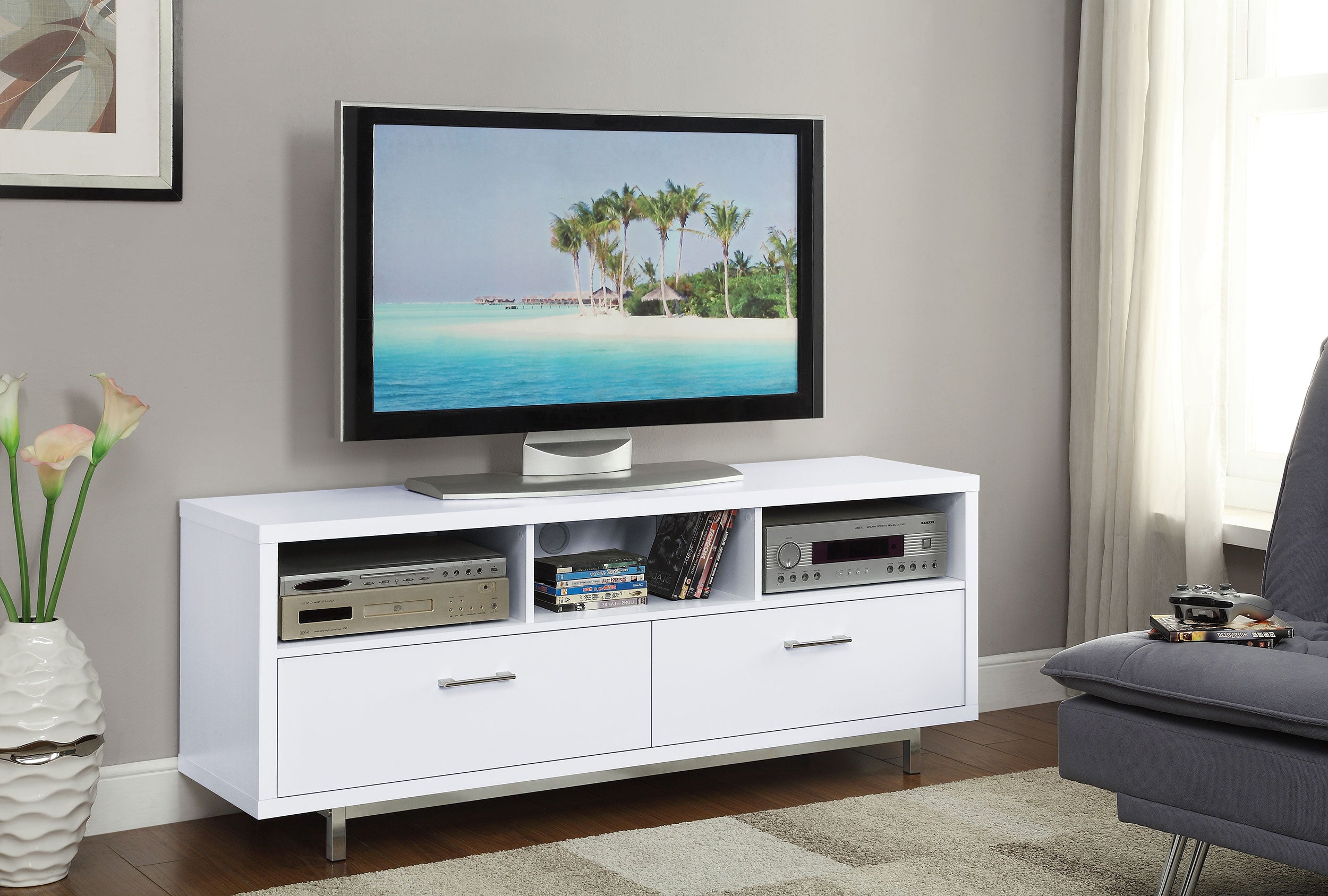 Casey 2-drawer Engineered Wood 60-inch TV Stand White — view 2