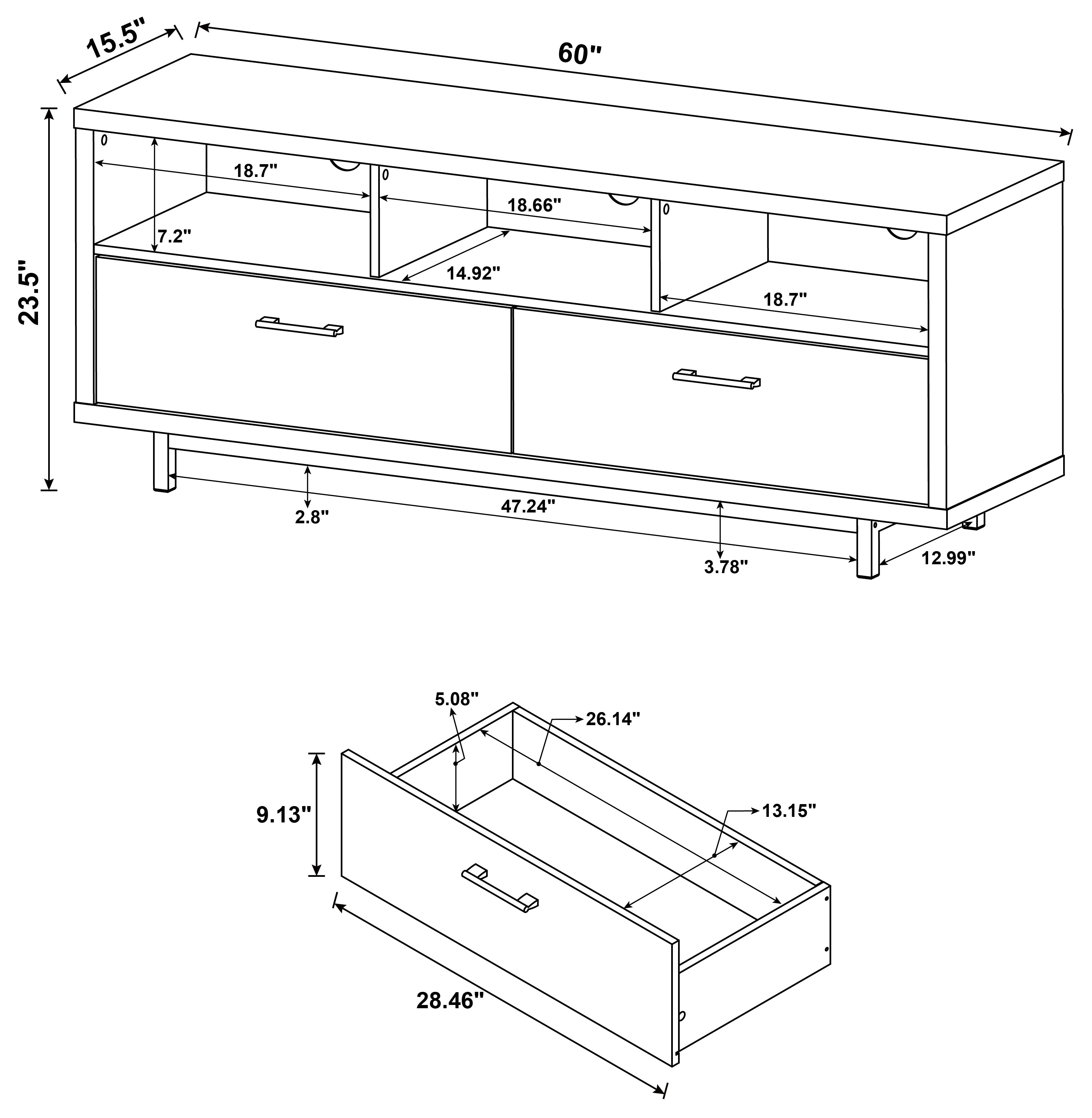Casey 2-drawer Engineered Wood 60-inch TV Stand Cappuccino — view 4