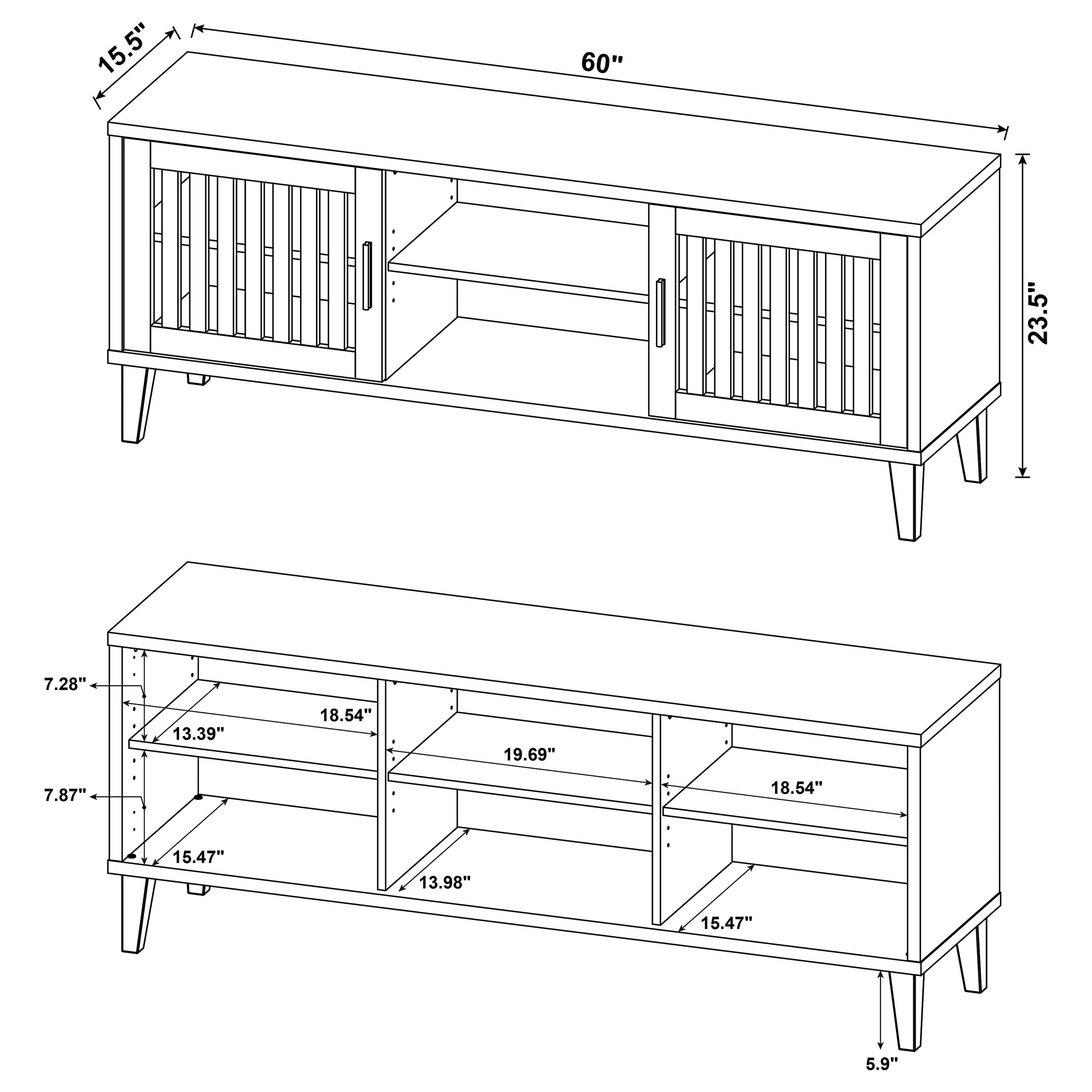 Sedona 2-door Engineered Wood 60-inch TV Stand Dark Pine — view 12