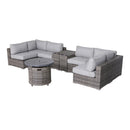 Wicker Outdoor Lounge Set With Cushions And Fire Pit