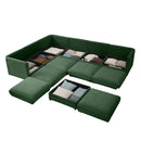 Contemporary Elegant White Chenille Sofa With Storage And Ottoman