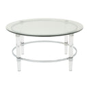 Tempered Glass Round Coffee Table With Four Legs - Clear