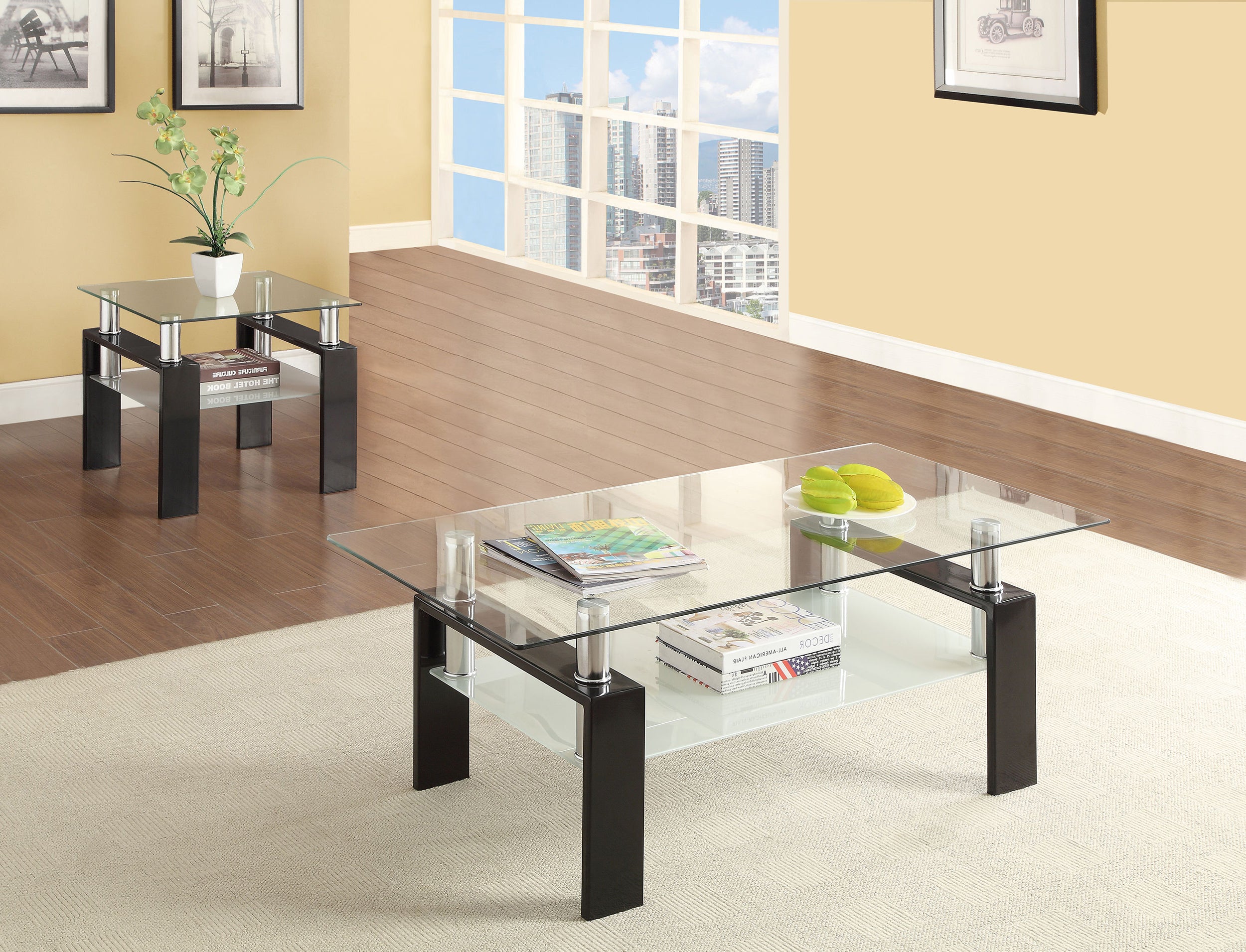 Dyer 2-piece Rectangular Coffee and End Table Set Black — view 1