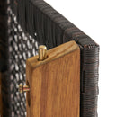 Outdoor Folding Acacia Wood Barstools With Rattan Backrest And Seat