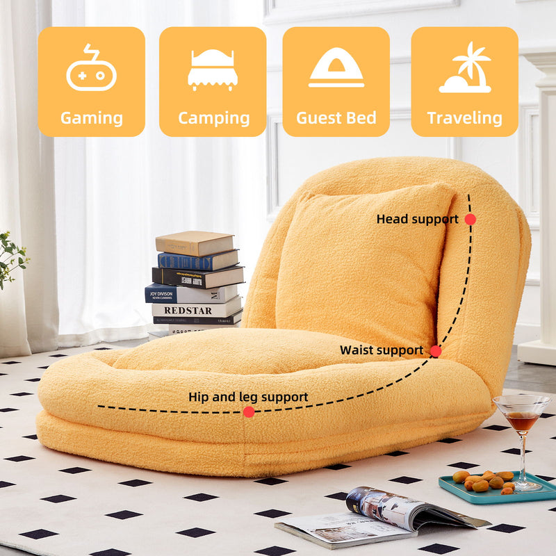 Contemporary Folding Sofa Chair With 5 Adjustable Positions For Gaming, Meditation, And Relaxation
