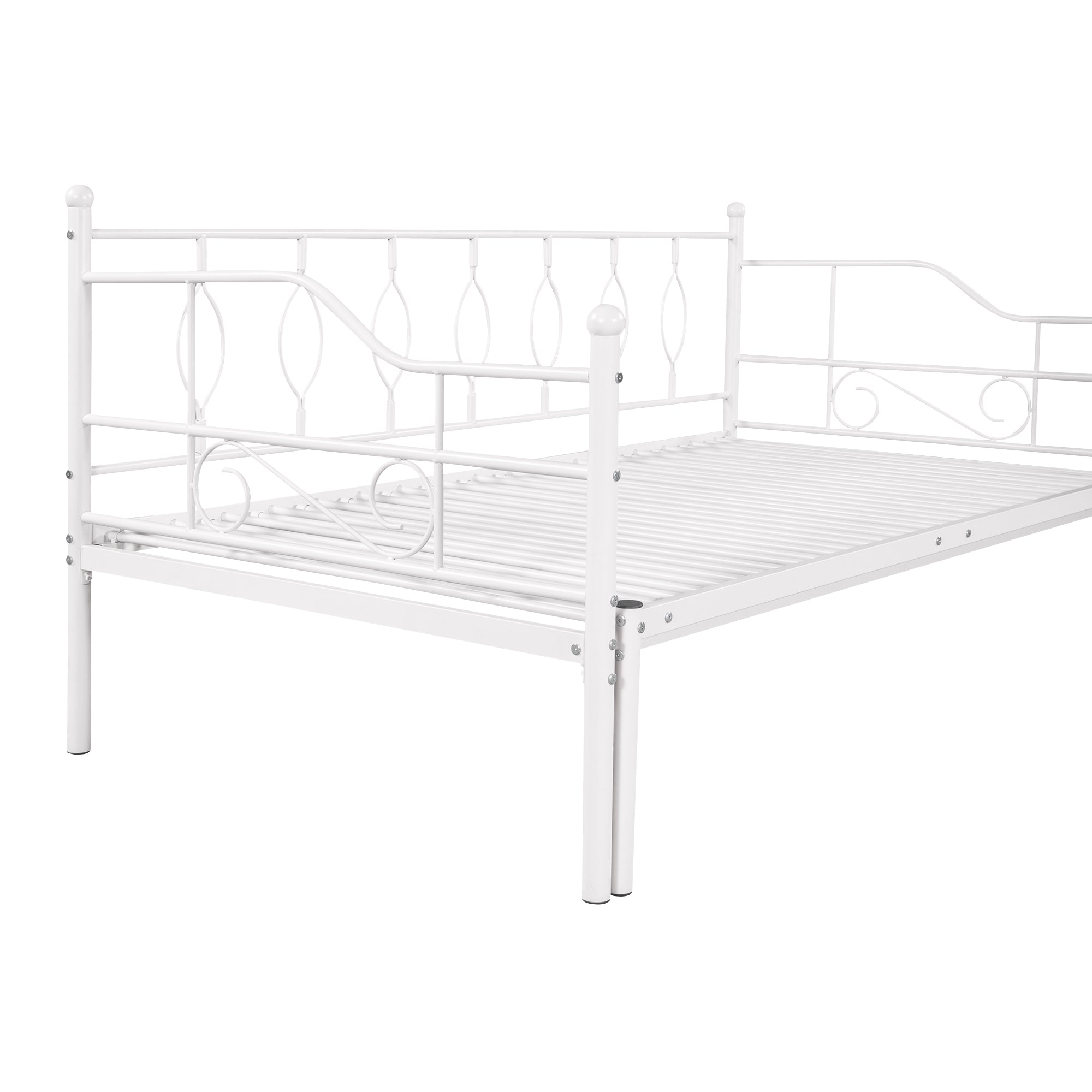 Twin Size Metal Daybed with Trundle, Daybed with Slat No Box required White - Atlantic Fine Furniture Melbourne FL