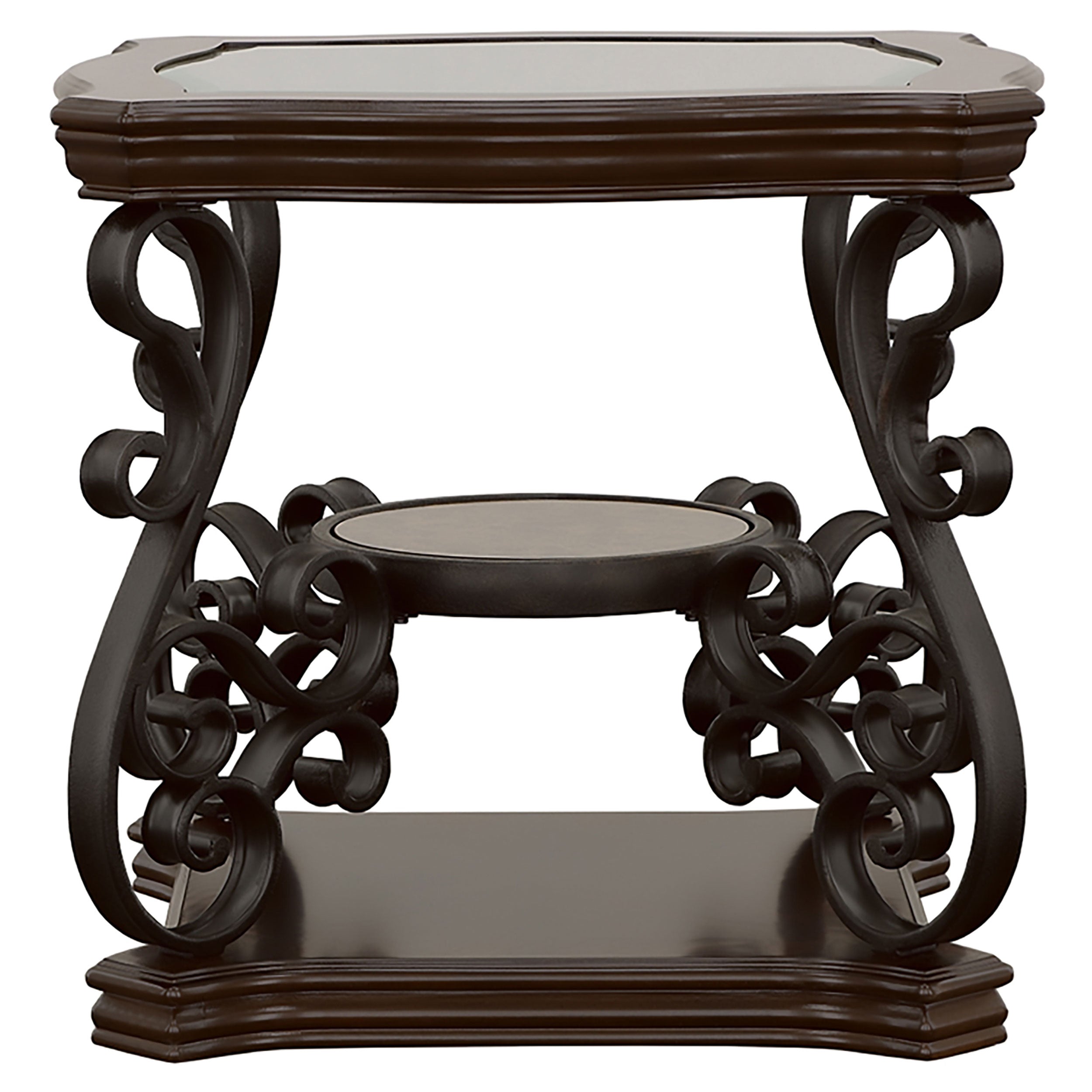 Laney 1-shelf Glass Top Square End Table Deep Merlot — view 3