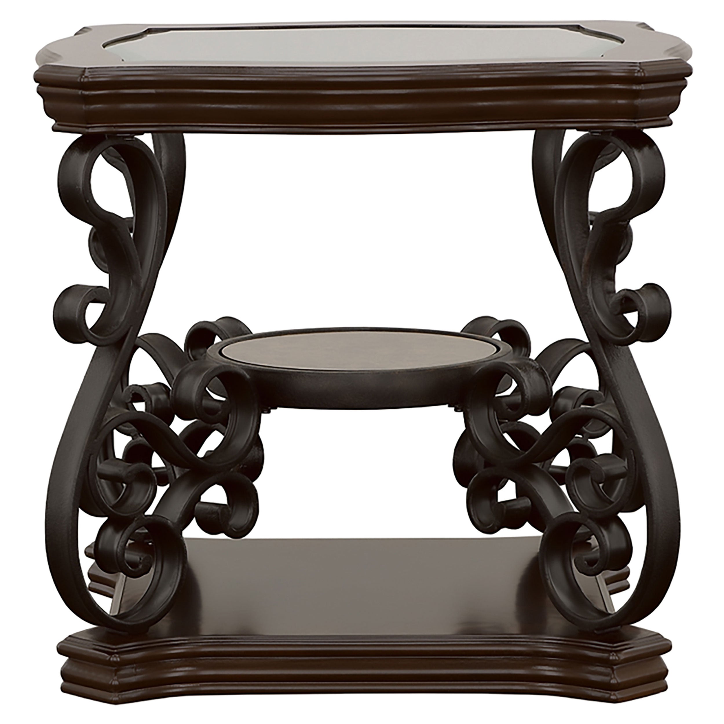 Laney 1-shelf Glass Top Square End Table Deep Merlot — view 5