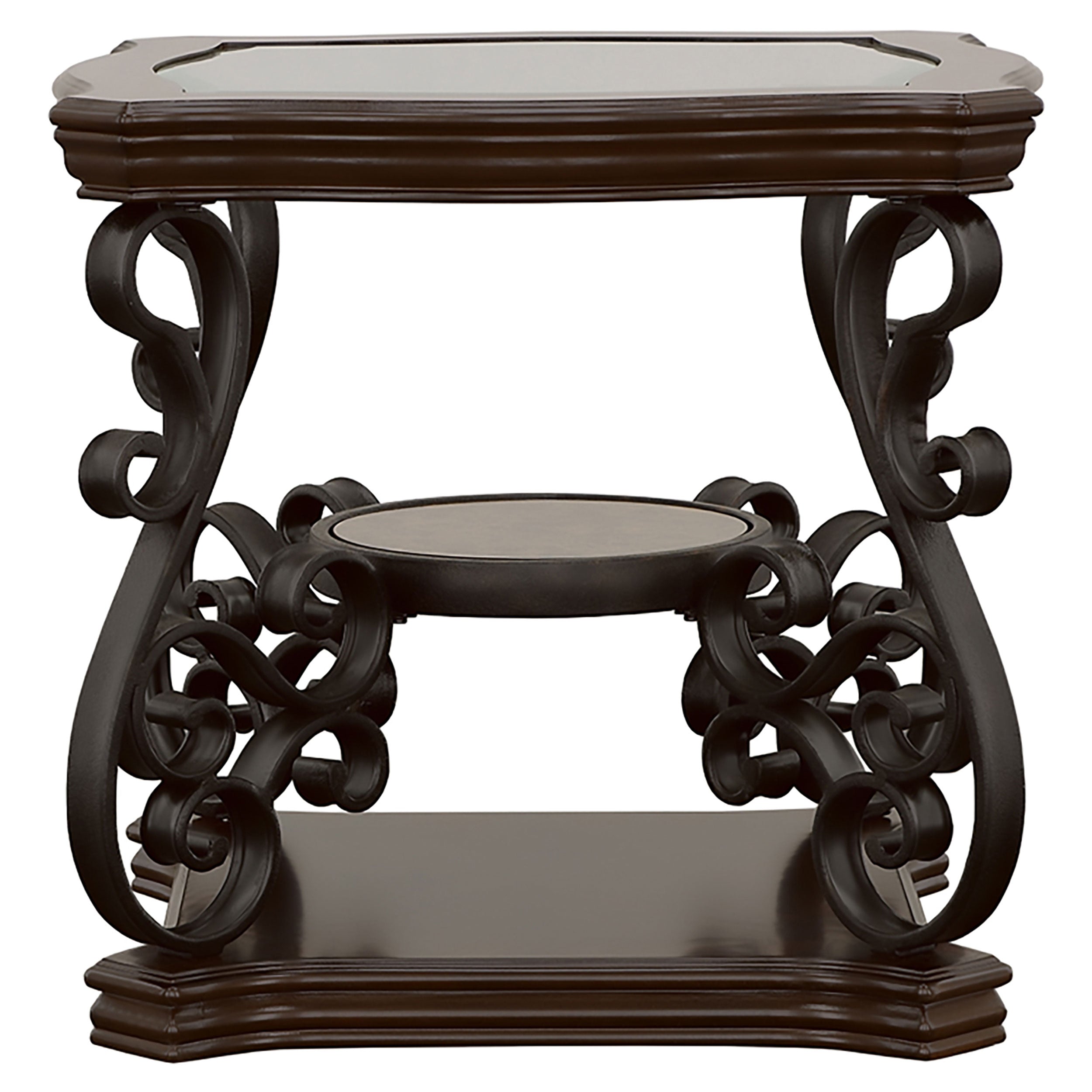 Laney 1-shelf Glass Top Square End Table Deep Merlot — view 6