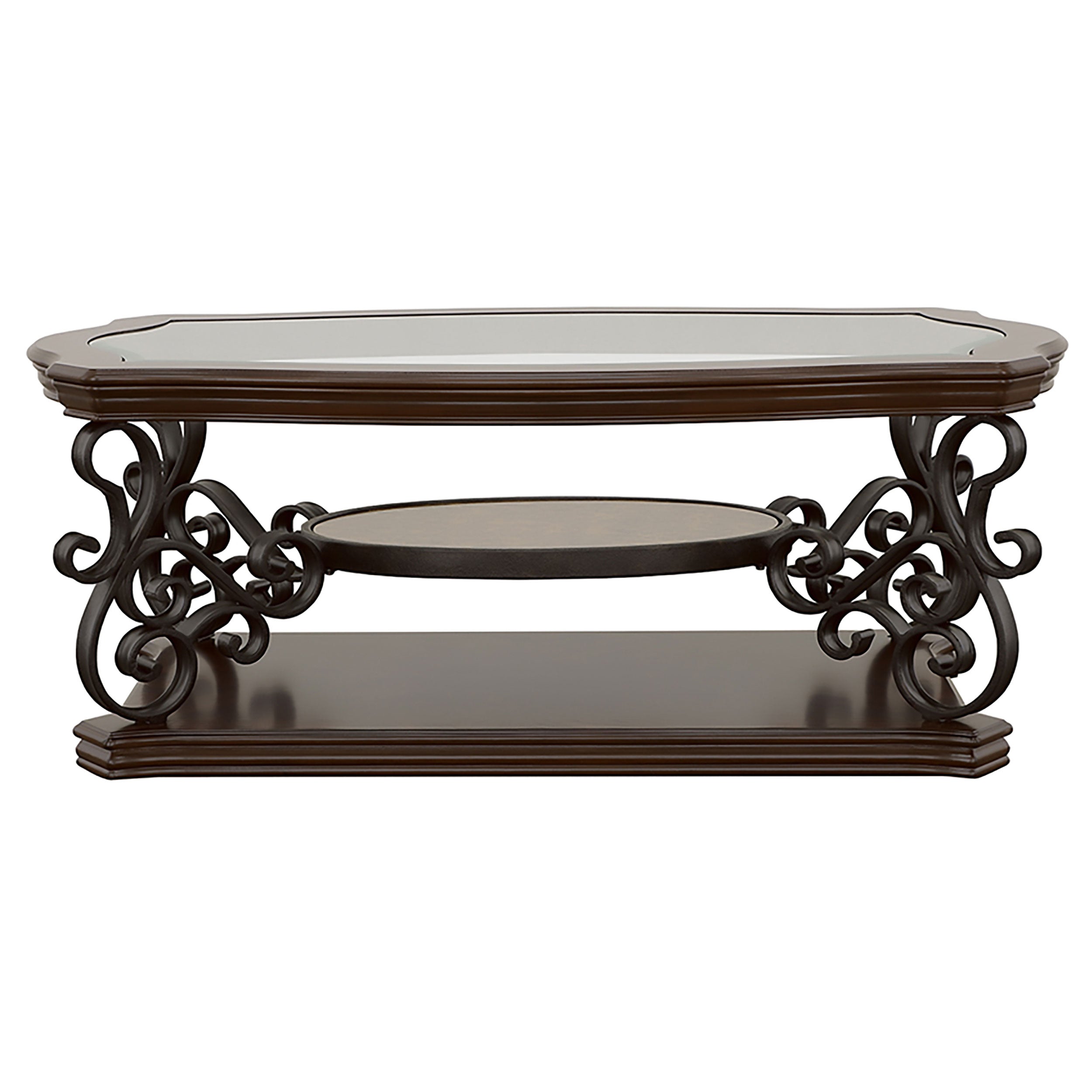 Laney 2-piece Glass Top Coffee and End Table Set Dark Merlot — view 6