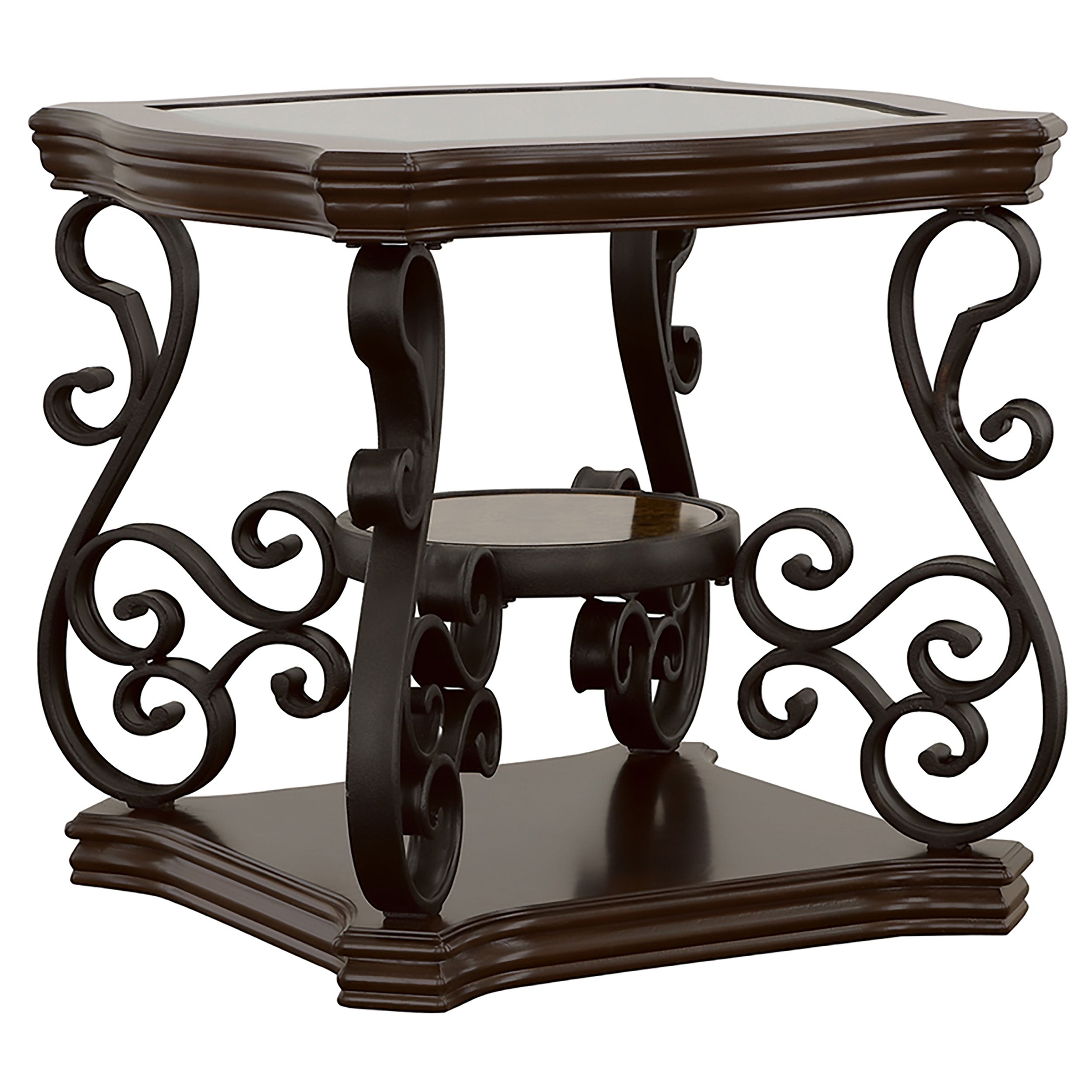 Laney 3-piece Glass Top Coffee and End Table Set Dark Merlot — view 3