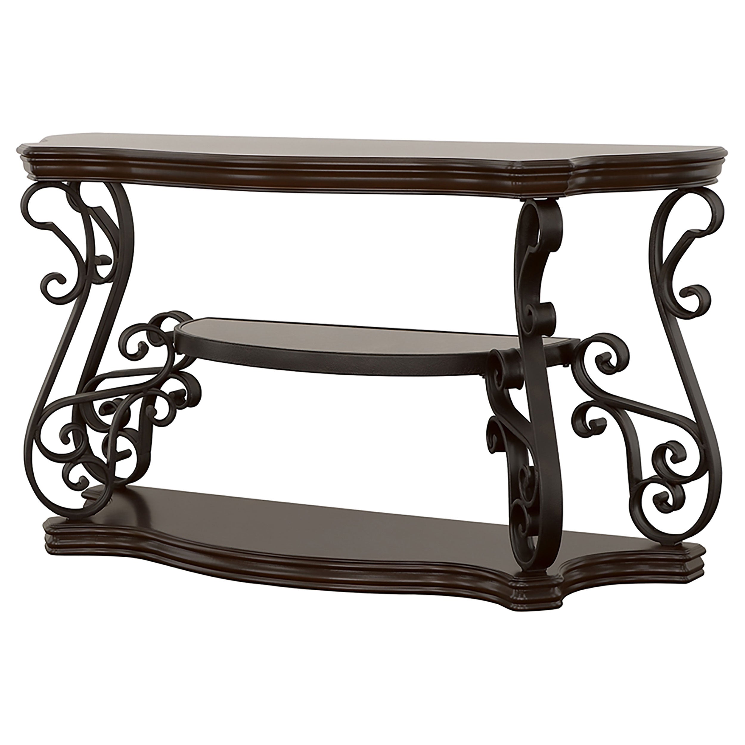 Laney Scrollwork Entryway Sofa Console Table Deep Merlot — view 4