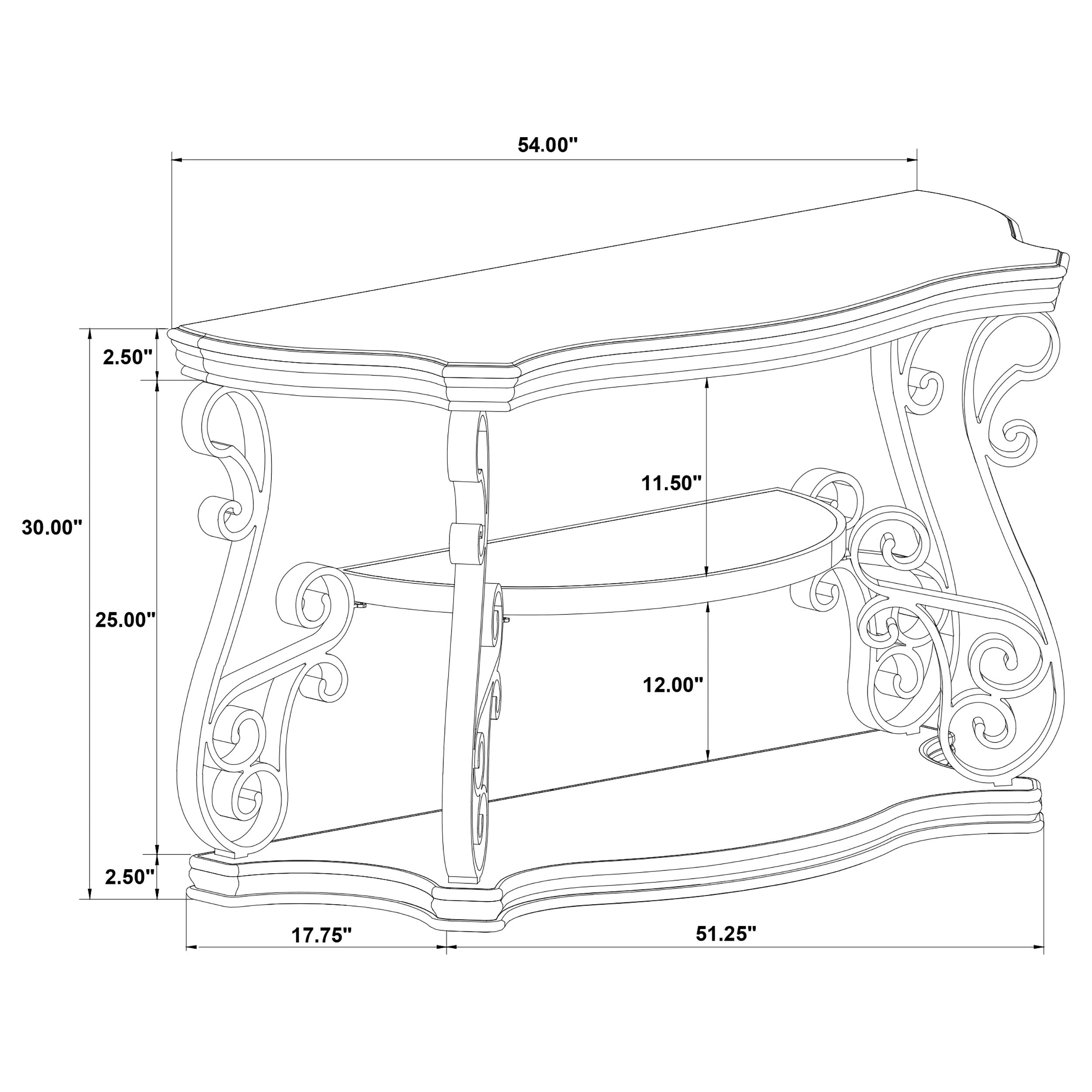 Laney Scrollwork Entryway Sofa Console Table Deep Merlot — view 9