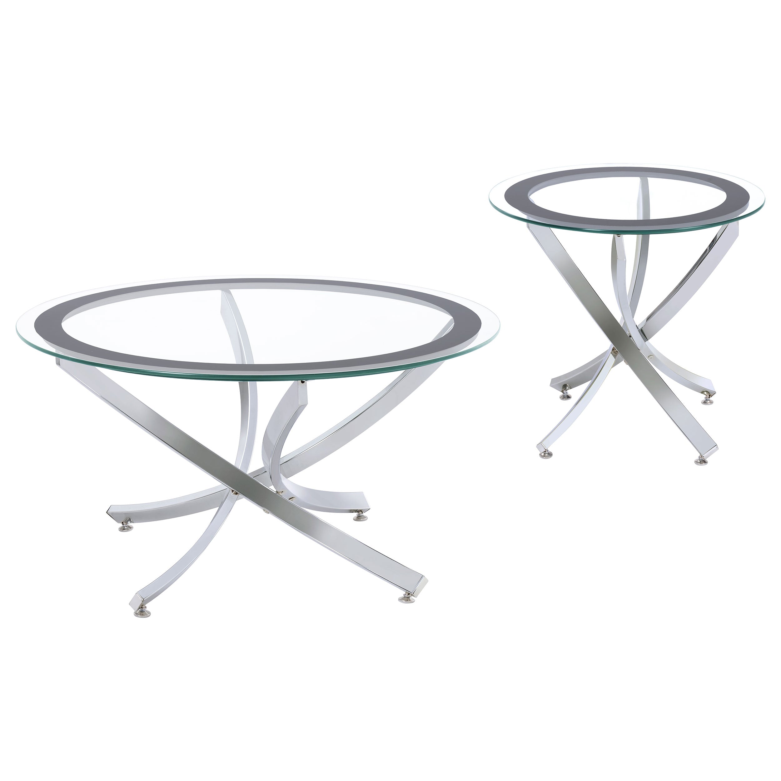 Brooke 2-piece Round Coffee and End Table Set Chrome — view 2