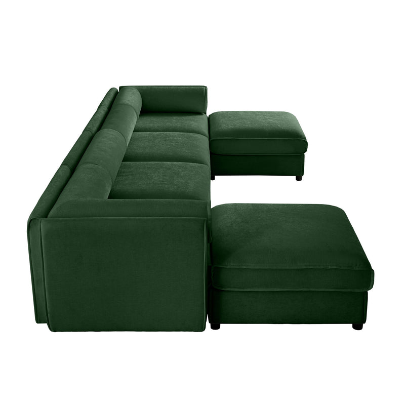 Contemporary Elegant White Chenille Sofa With Storage And Ottoman