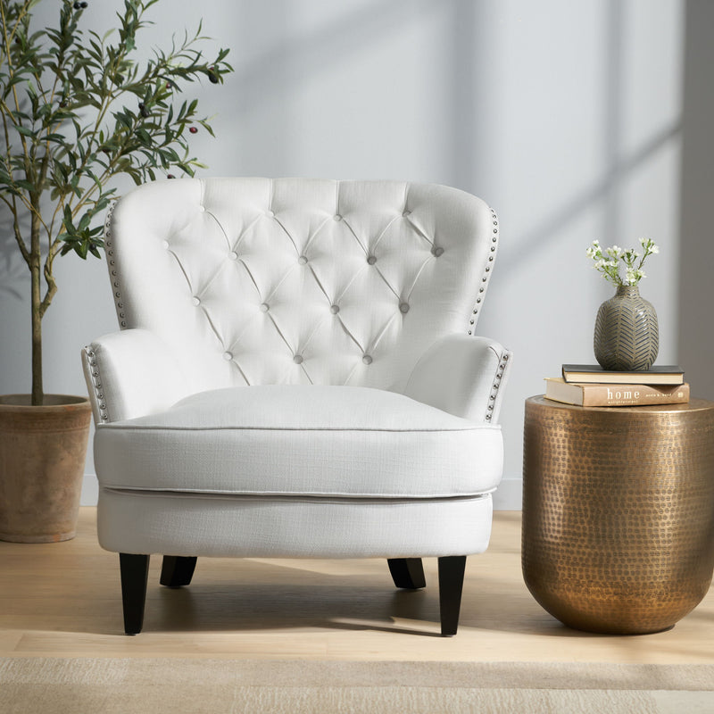 Accent Reading Chair For Living Room Bedroom - Ivory