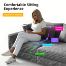 Plush Corduroy 4 Seat Sofa, Modern Comfy Upholstered Sofa Cloud Couch, Deep Seat Couches With Soft Pillows
