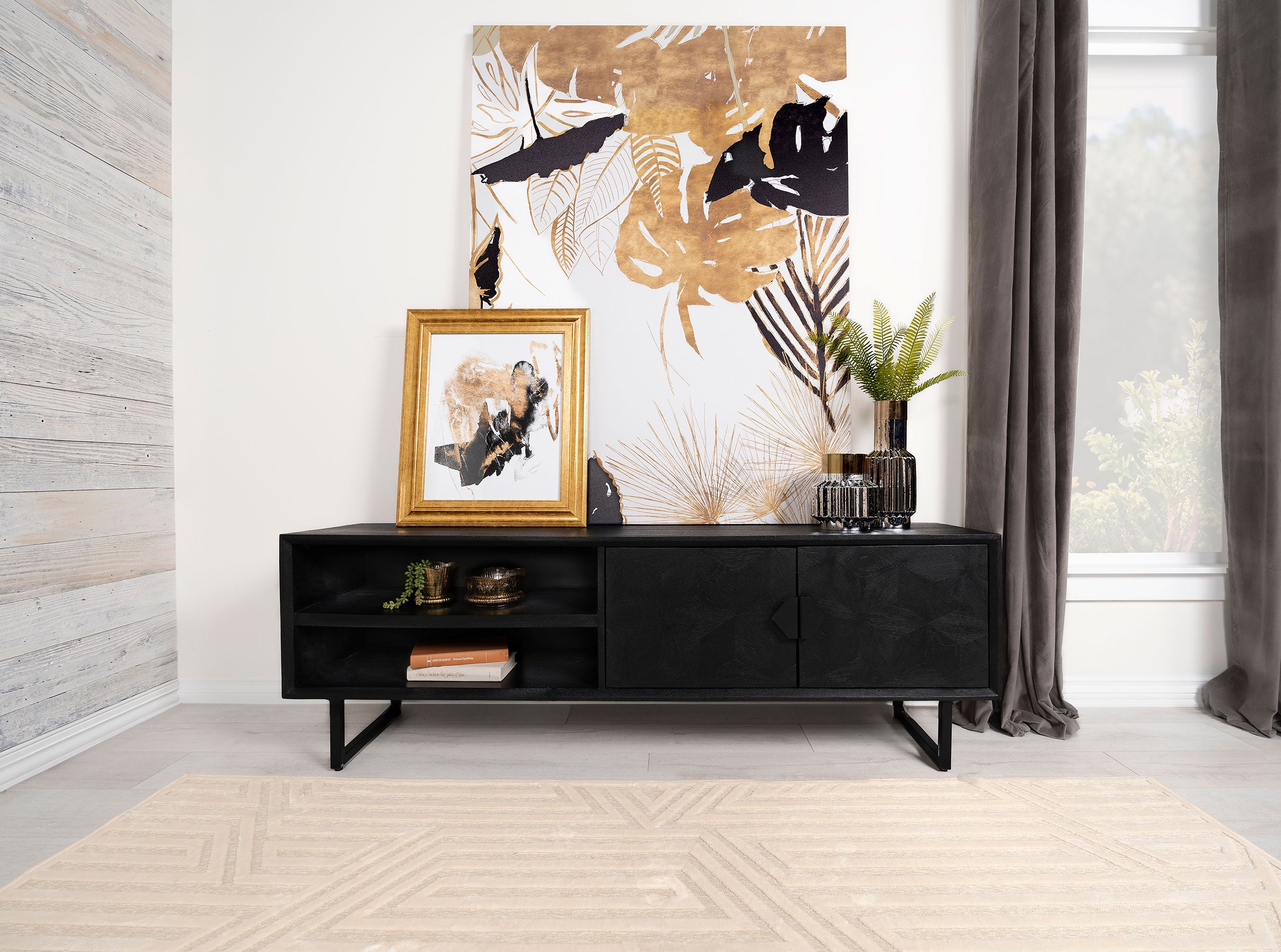Marsden 2-door Mango Wood 70-inch TV Stand Charcoal Black — view 2