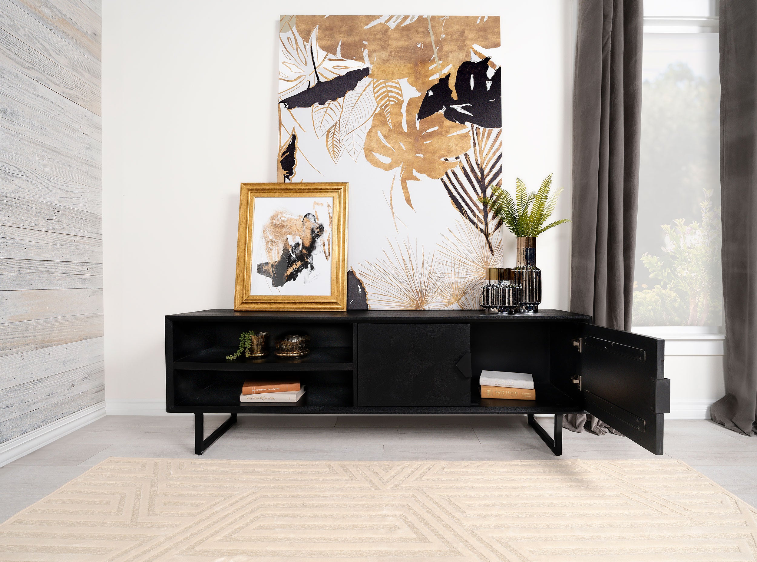 Marsden 2-door Mango Wood 70-inch TV Stand Charcoal Black — view 3