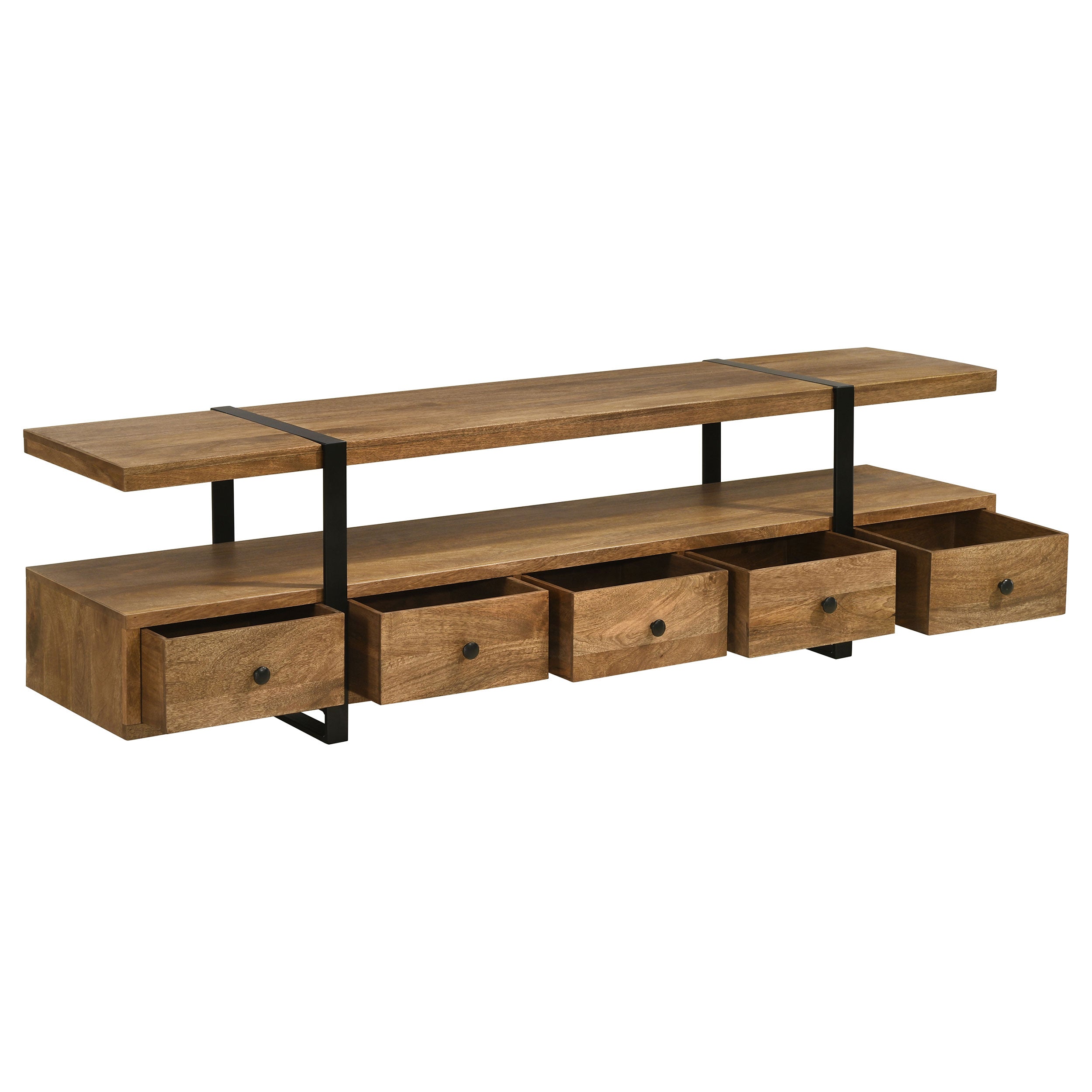 Otto 5-drawer Mango Wood 70-inch TV Stand Media Console Brown — view 3