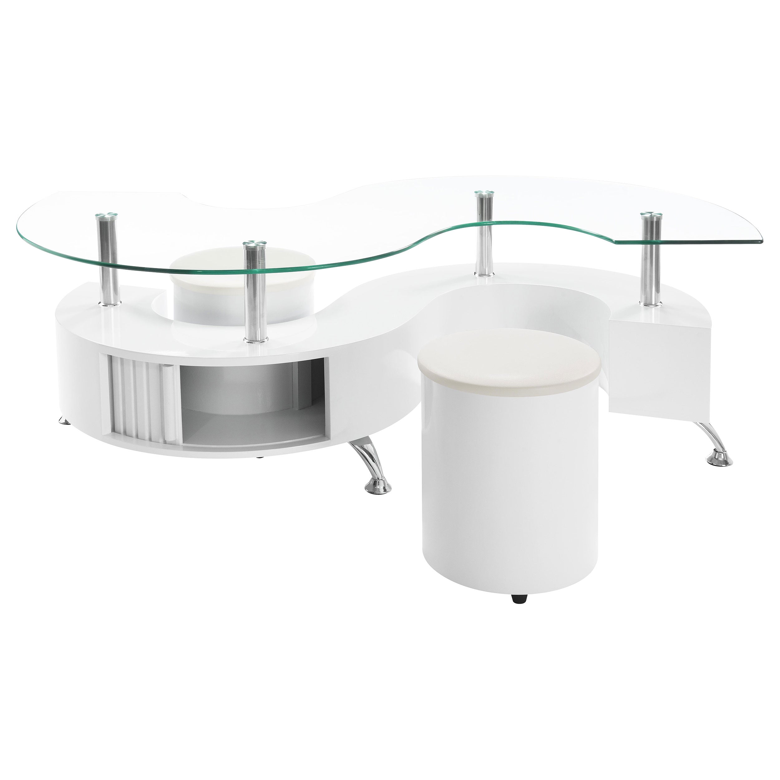 Buckley 3-piece Coffee Table and Stools Set White High Gloss — view 3