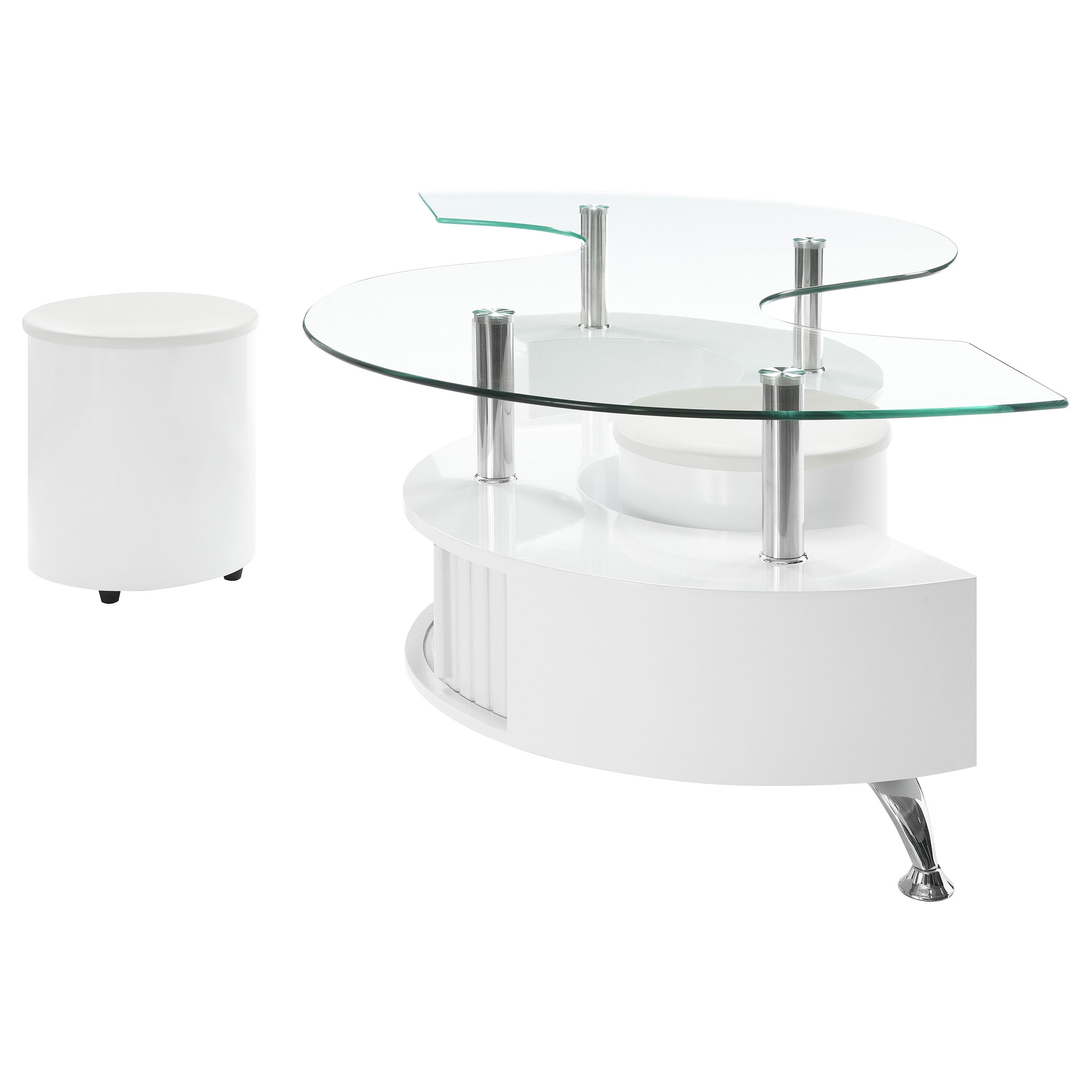 Buckley 3-piece Coffee Table and Stools Set White High Gloss — view 5