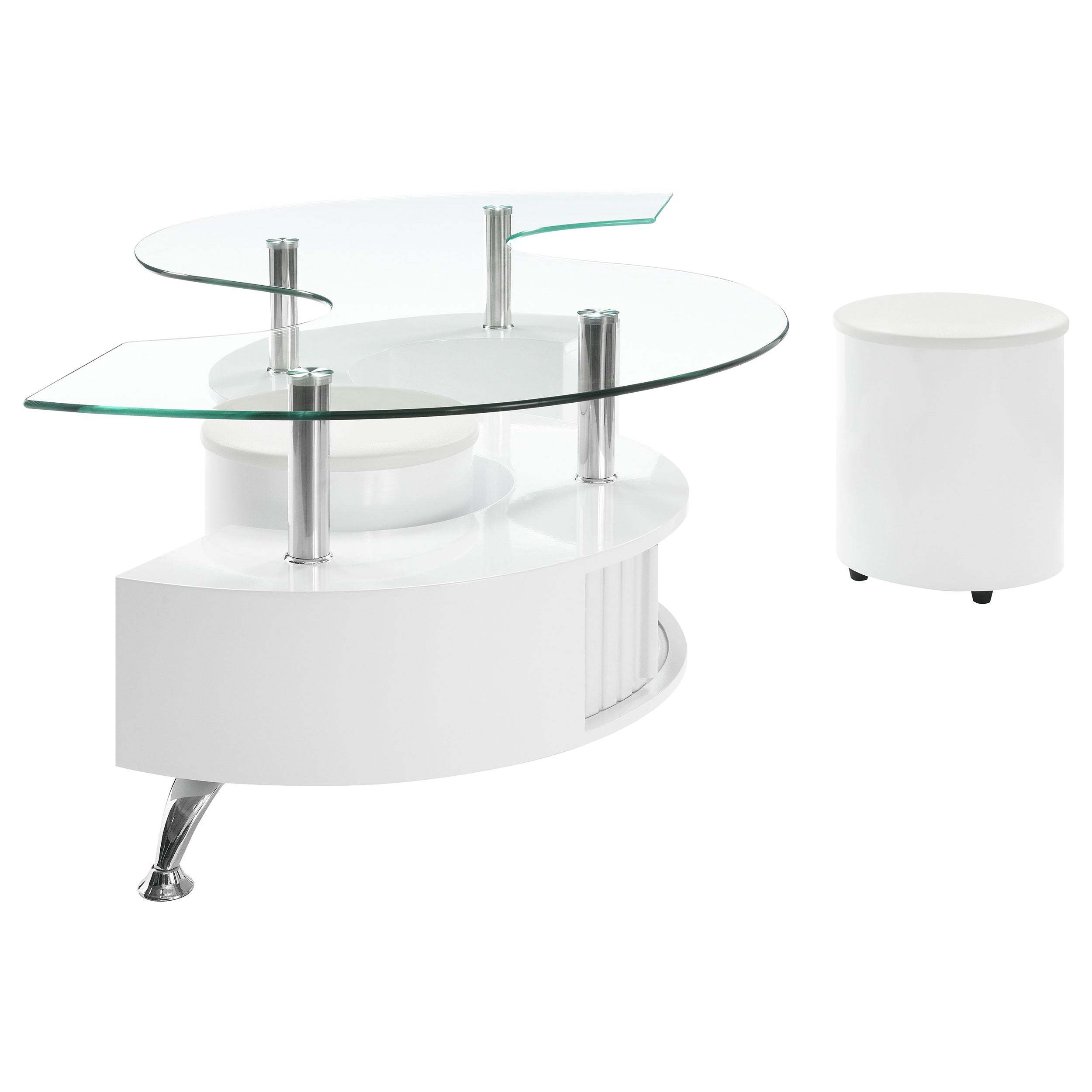 Buckley 3-piece Coffee Table and Stools Set White High Gloss — view 6
