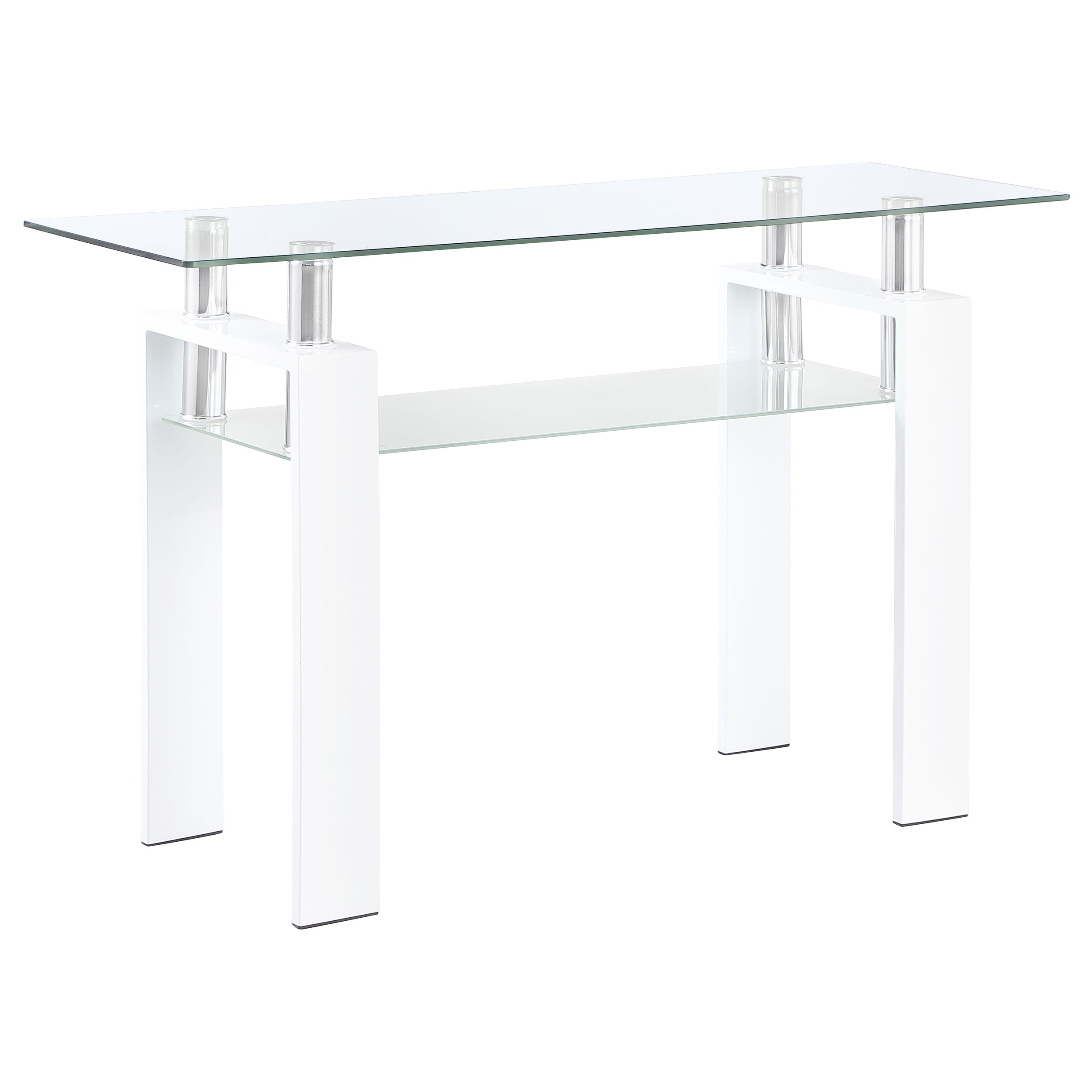 Dyer Rectangular Glass Top Entryway Sofa Console Table White — view 1