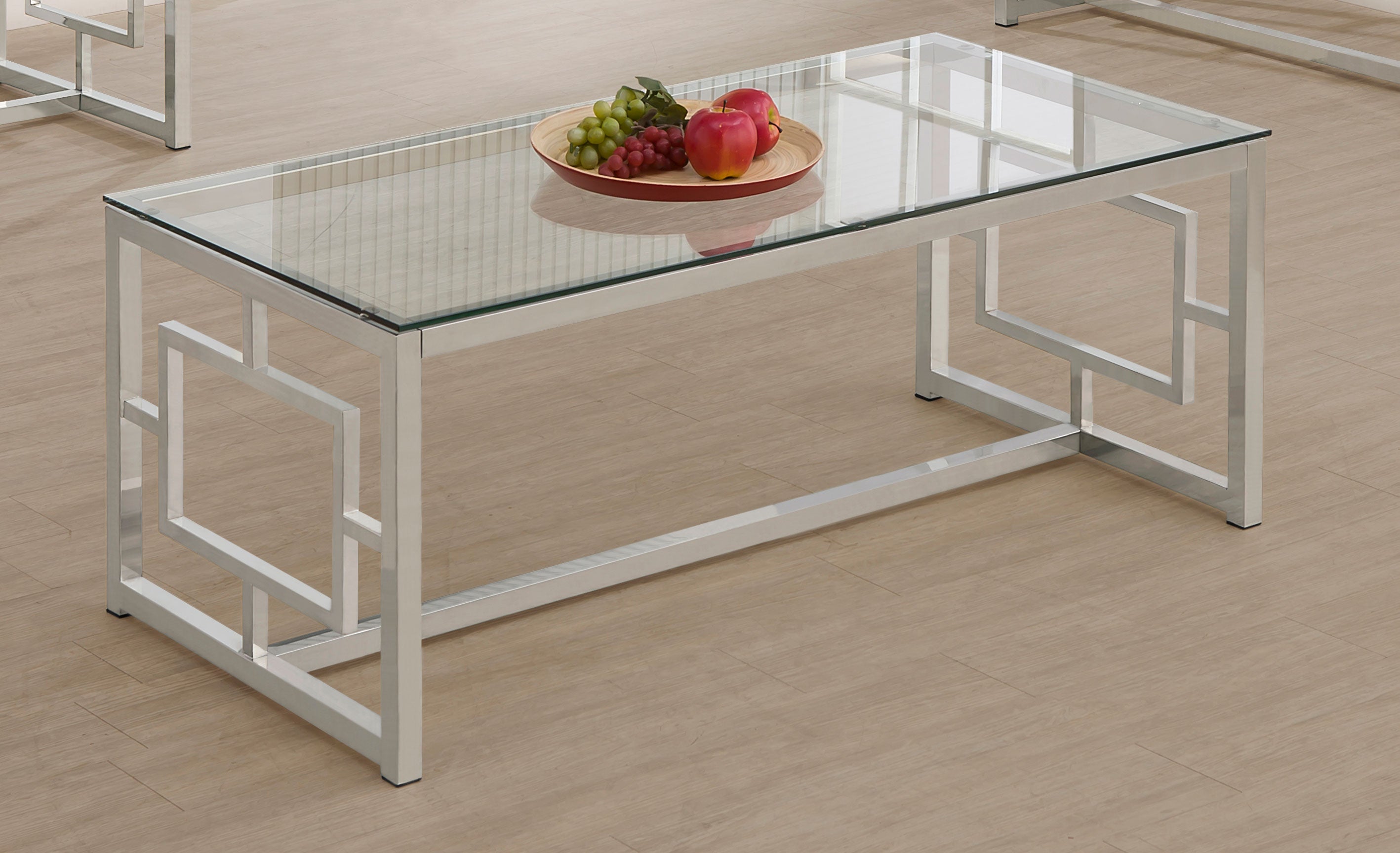 Merced Rectangular Glass Top Coffee Table Nickel — view 2