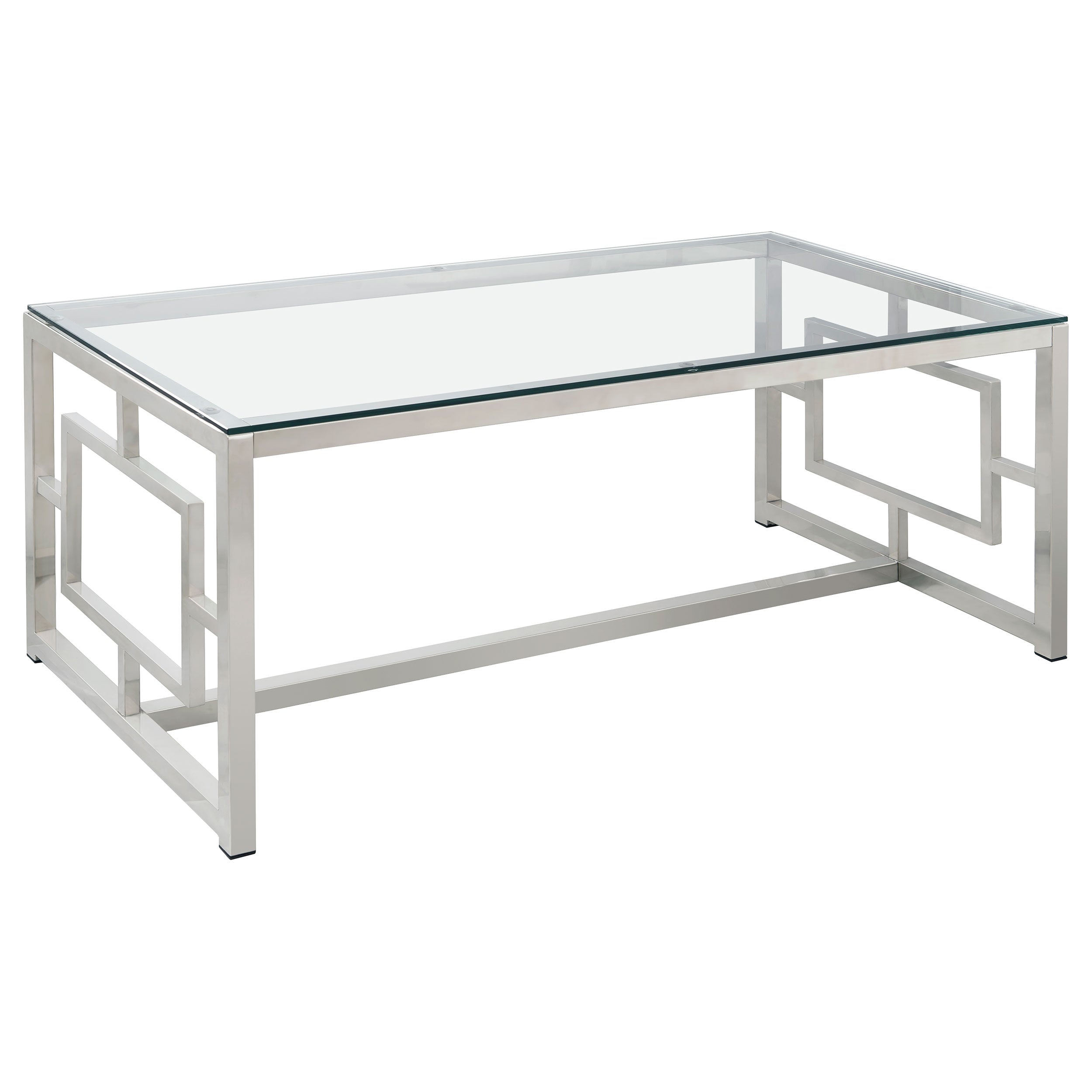 Merced Rectangular Glass Top Coffee Table Nickel — view 1